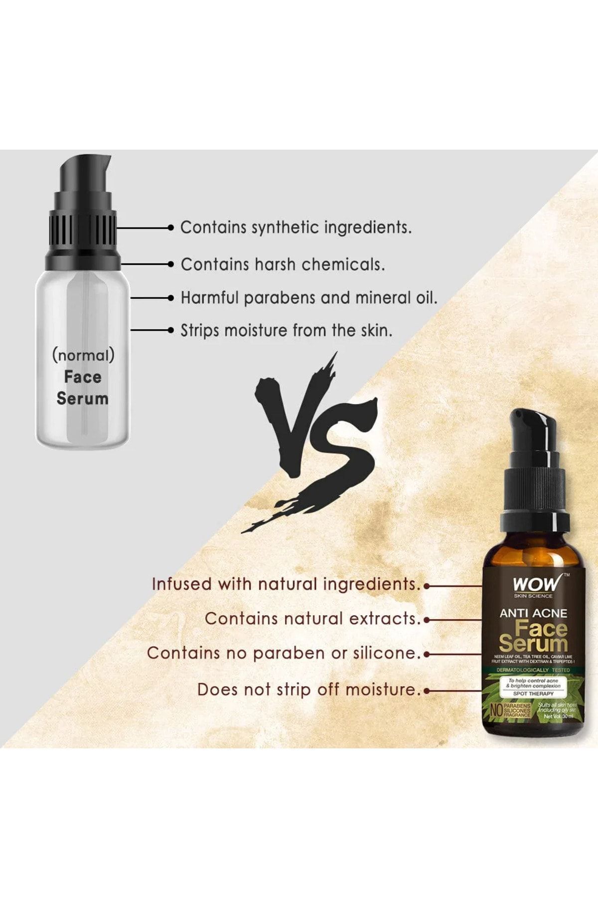 WOW Skin Science-Anti-Acne Face Serum-97,8% Natural-Anti-Blemish-aha-neem Leaf Oil, Tea Tree Oil, Caviar 30ml 4