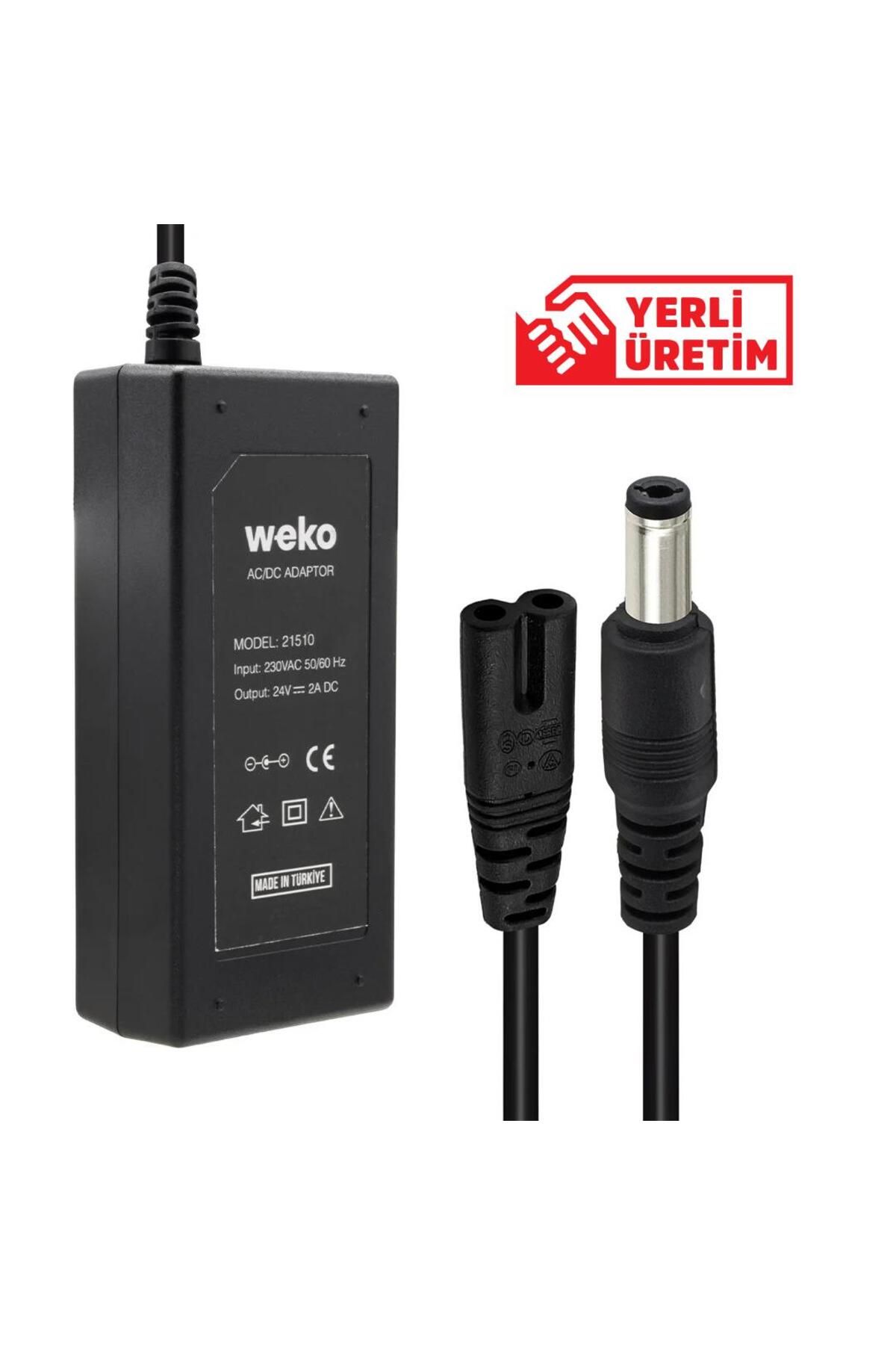 WEKO 24 VOLT - 2 AMPER 5.5*2.5 UÇLU YERLİ ÜRETİM PLASTİK KASA MASAÜSTÜ ADAPTÖR