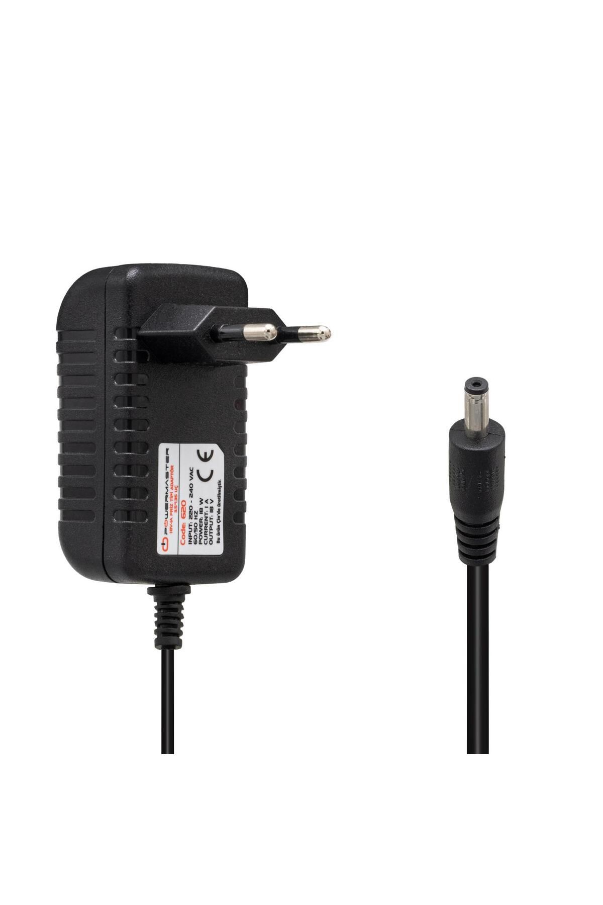 Powermaster PM-620 18 VOLT - 1 AMPER 3.5*1.35 MM UÇLU PLASTİK KASA PRİZ TİPİ ADAPTÖR