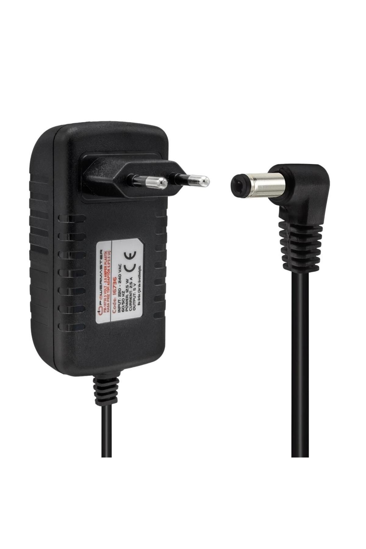 Powermaster PM-16736 5 VOLT - 2.5 AMPER 5.5*2.5 MM UÇLU PLASTİK KASA PRİZ TİPİ ADAPTÖR