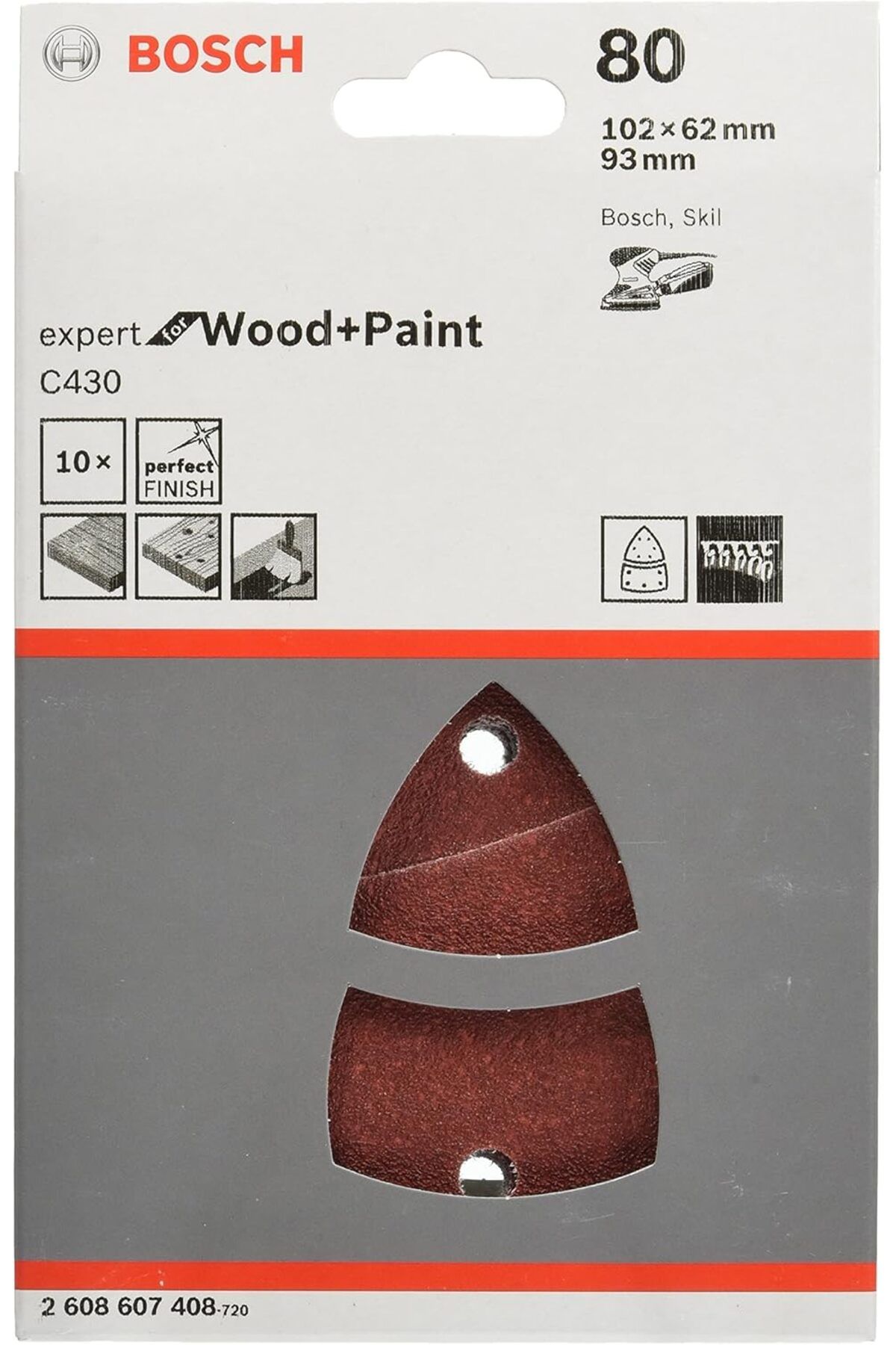 STOREMAX Zımpara kağıdı C430 Expert for Wood+Paint 102x62 mm Tanecik 80, 10 adet