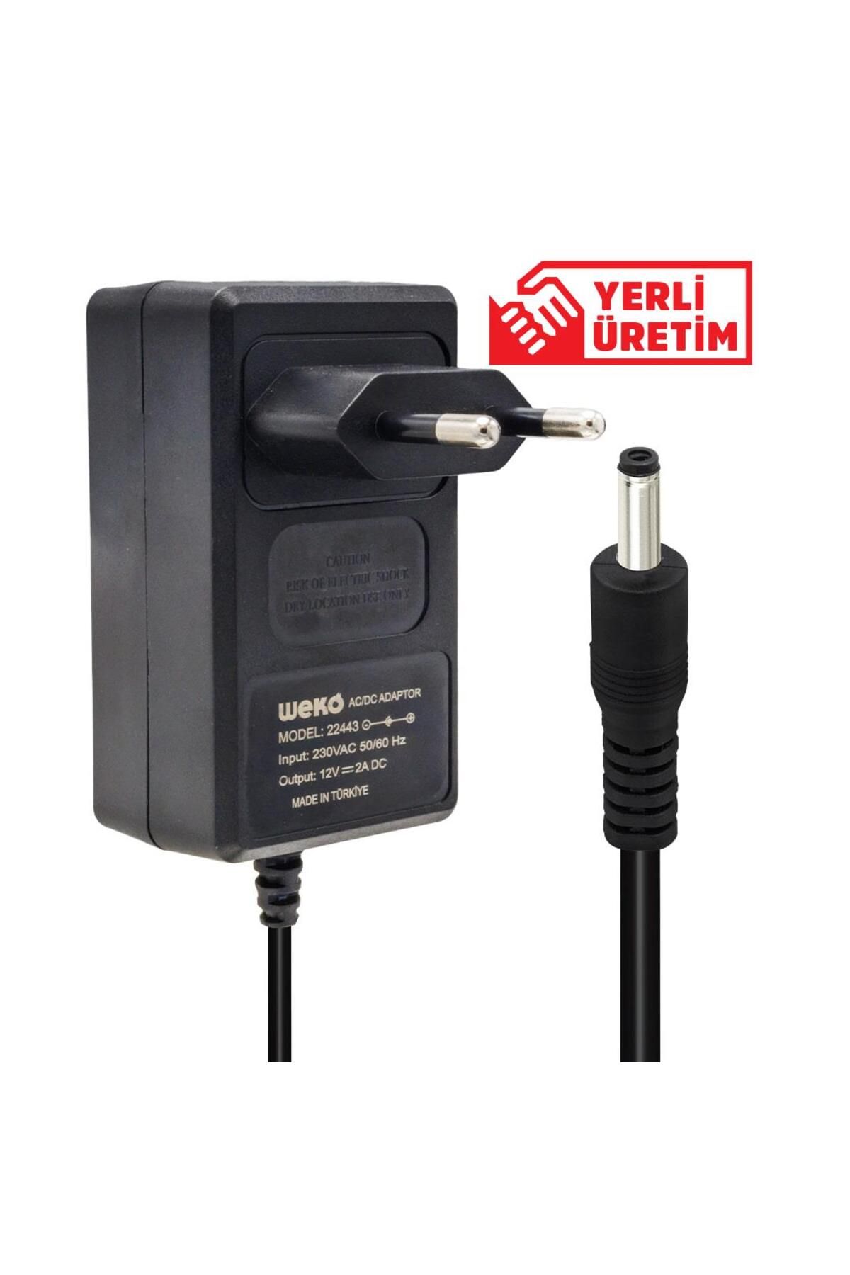 WEKO 12 VOLT - 2 AMPER 2.5*0.7 UÇLU YERLİ ÜRETİM PLASTİK KASA PRİZ TİPİ ADAPTÖR