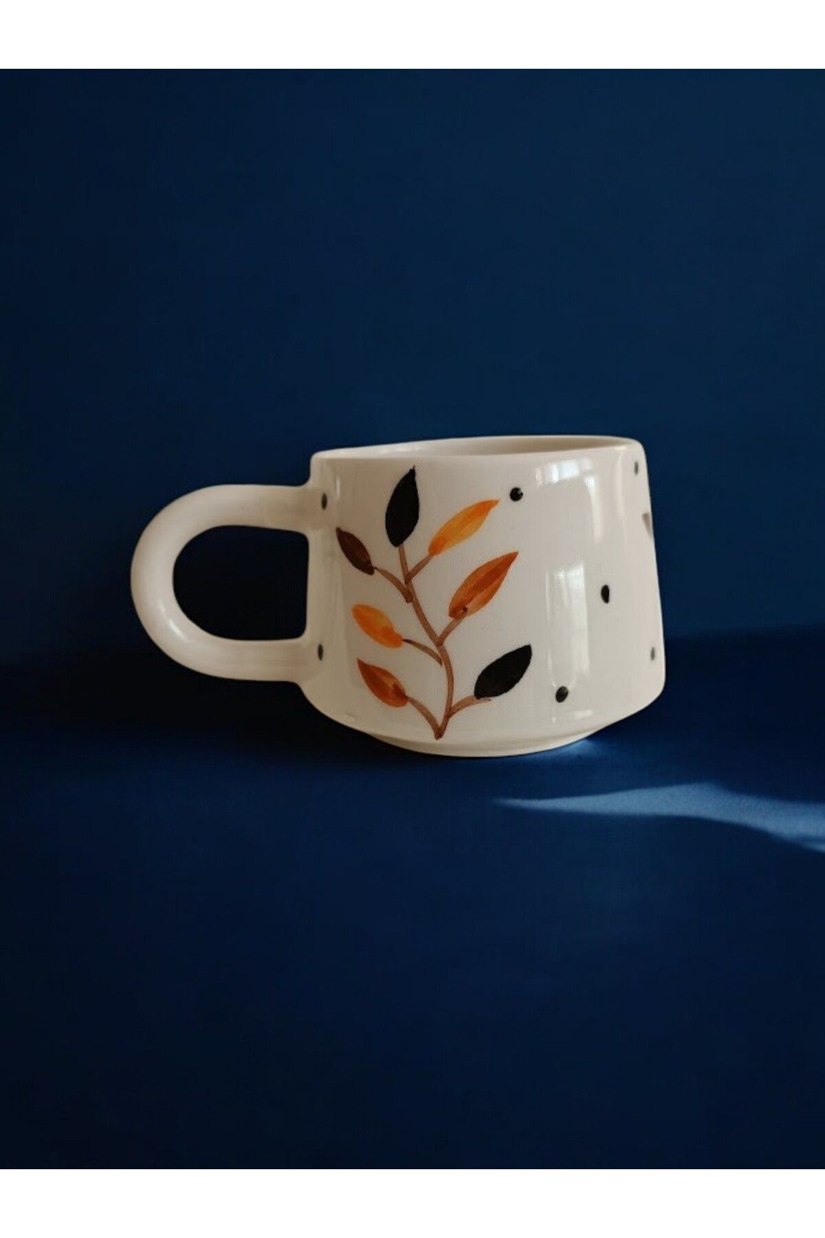 İlbay Çini Takı El Işi Bozkır Desenli Klasik Seramik Kupa Bardak Mug