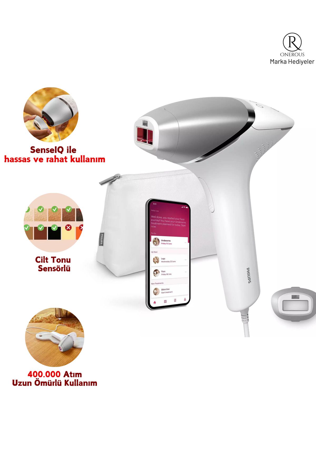 Philips Lumea 8000 Series Ipl Epilasyon Cihazı, Çanta Hediyeli, 1 Akıllı Başlık ,400,000 Atm