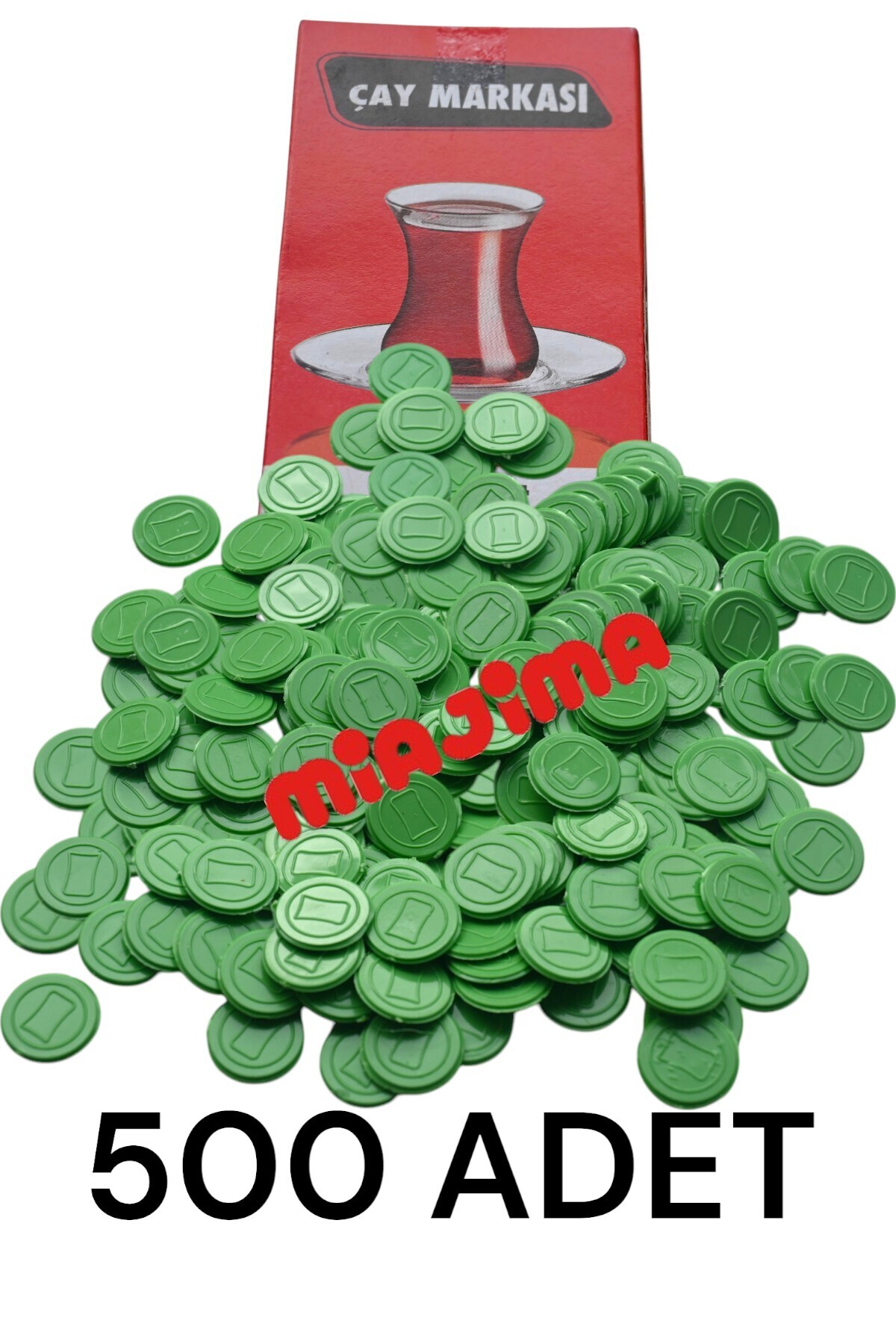 Miajima Yuvarlak Plastik Çay Markası Yeşil Renk 500 Adet