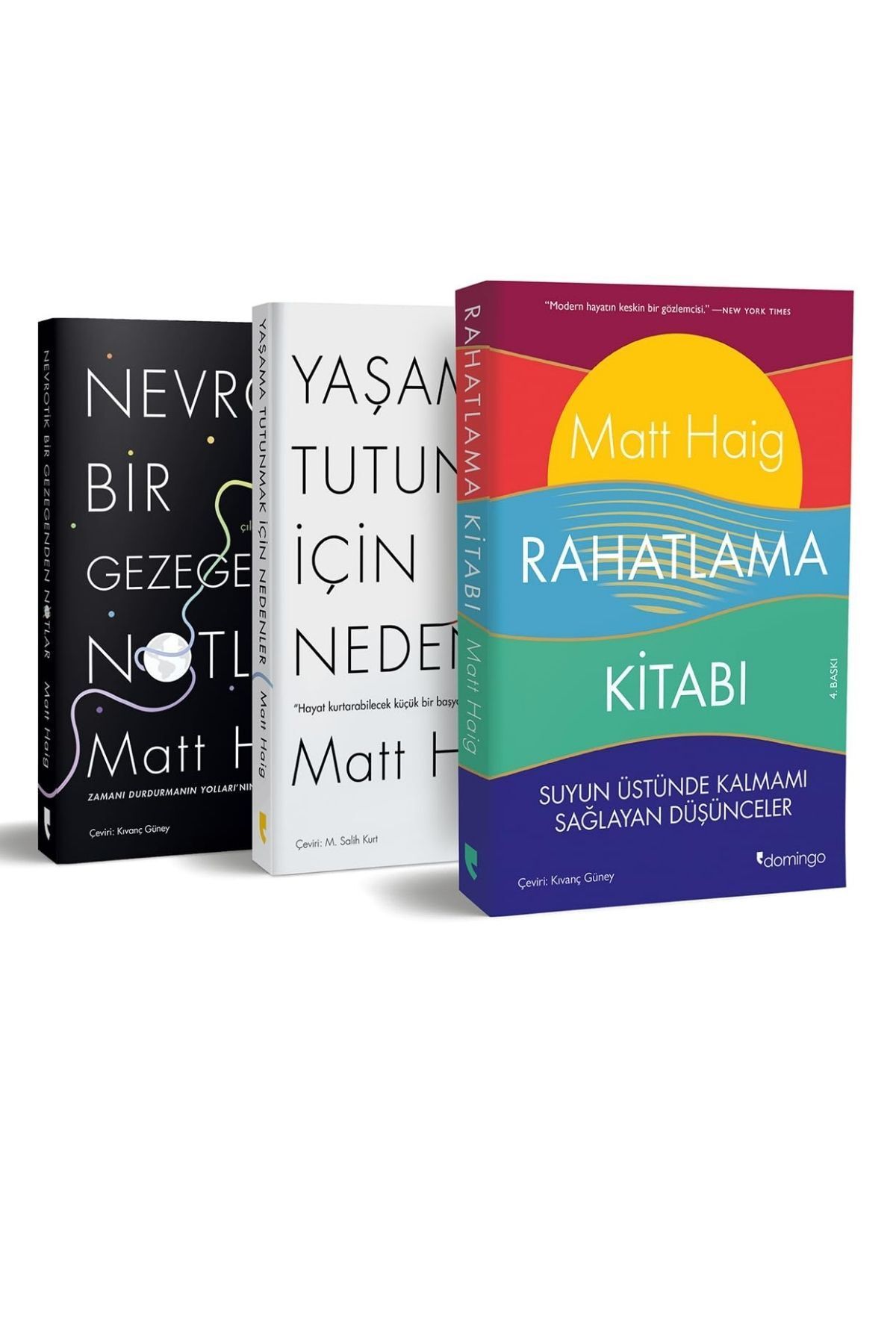 Domingo Yayınevi Matt Haig İyi Hisset Kitaplığı - 3 Kitap, 1. Nevrotik Bir Ge..2.Yaşama Tutunmak..3.Rahatlama Kitabı