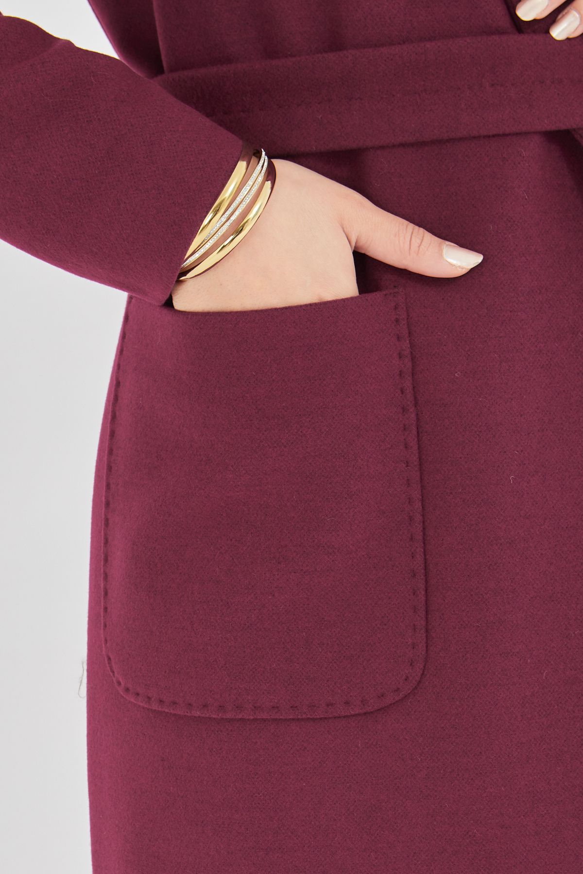 baydemir tekstil-Stamp Coat with Bag Pocket 8