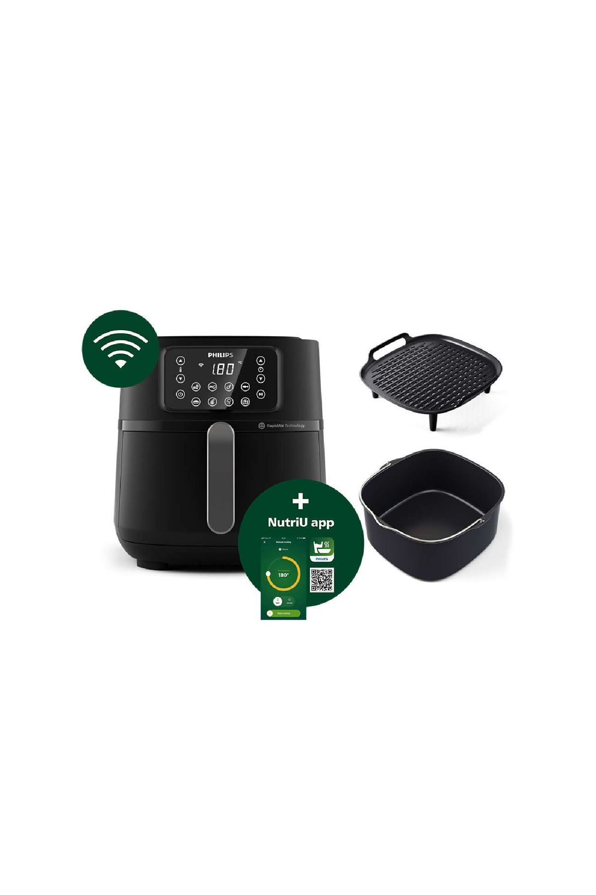 Philips V 5000 Serisi XXL Airfryer, Uzaktan Bağlantı, 1.4kg, 7.2L Kapasite + Aksesuarlar, HD9285/96