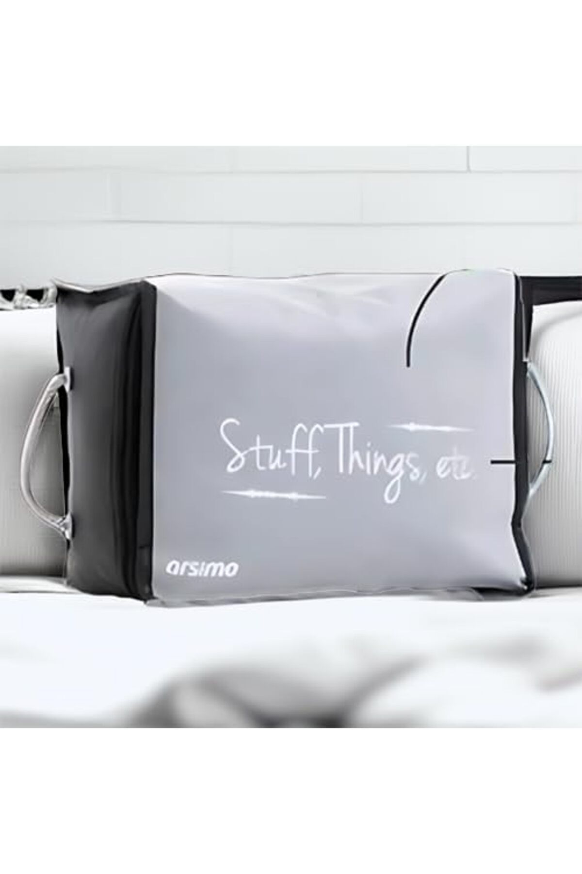 STOREMAX nffashopm Things, etc Çok Amaçlı Hurç Sepet Seti, Baskılı, Saplı, 30x22x20 cm, Yıkanabilir s