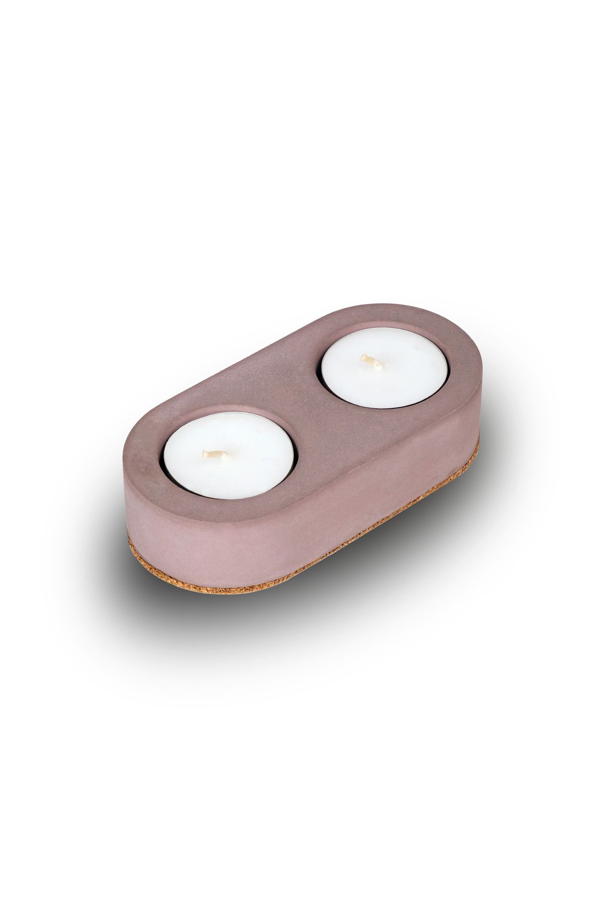 Elioure İkili Beton Tealight Mumluk, Mürdüm Renk, Şık ve Dekoratif Tasarım