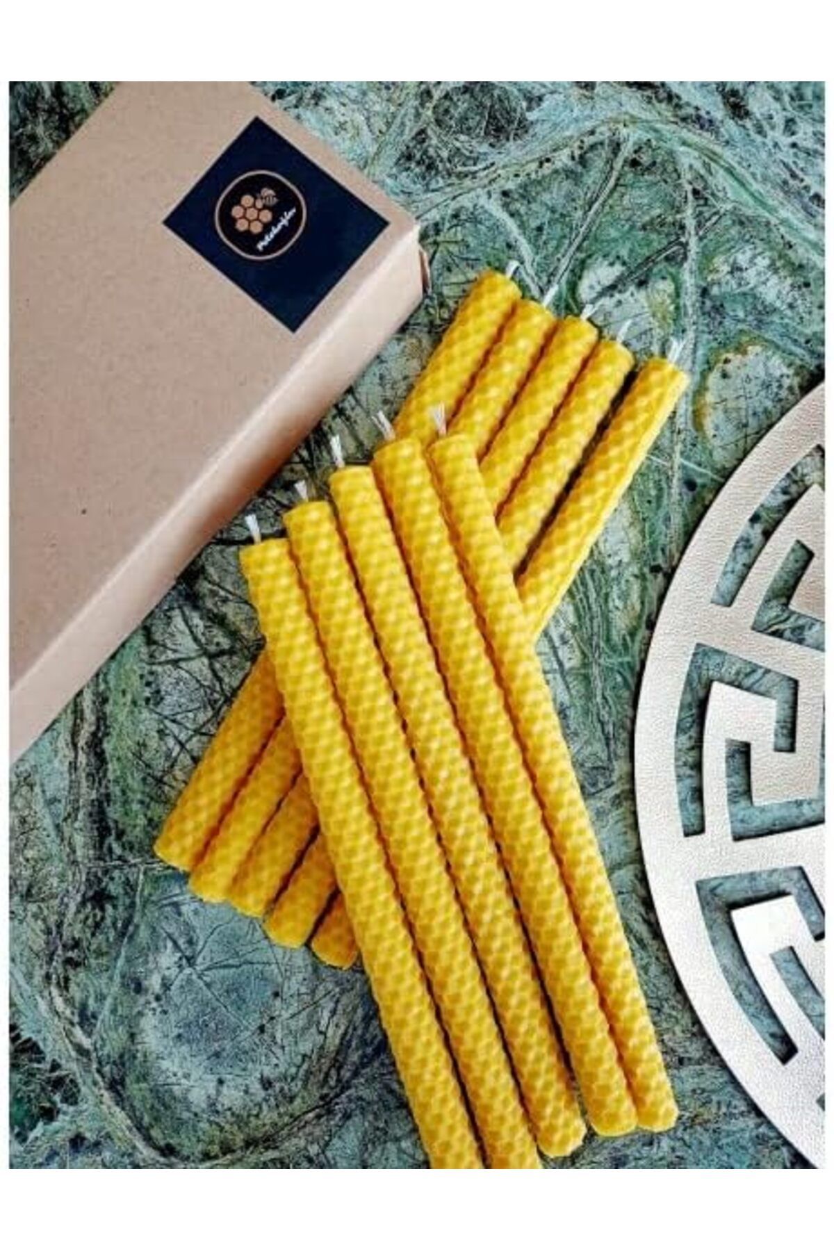 yenibagshop (10 Adet) 21Cm Balmumu Mum Dilek Mumu, Beeswax Candle Doğal petek Bal Mumu Mum