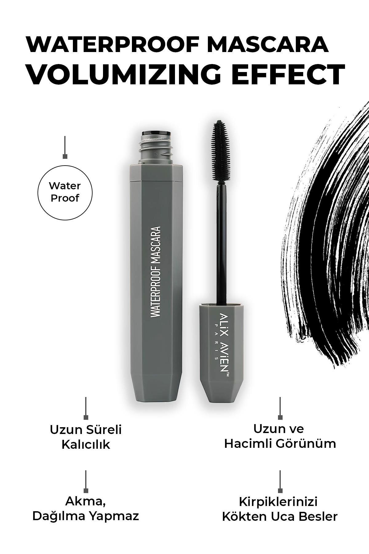 Alix Avien Suya Dayanaklı Yoğun Pigmentasyonlu Hacim Veren Doğal Kıvrımlı Siyah Maskara - Waterproof Mascara-1