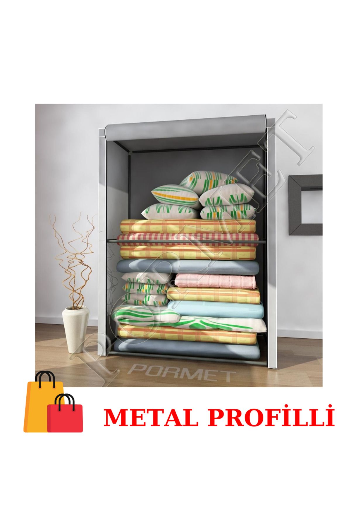 PorBig beyazpazar Metal Profilli Yorgan Hurcu GRİ