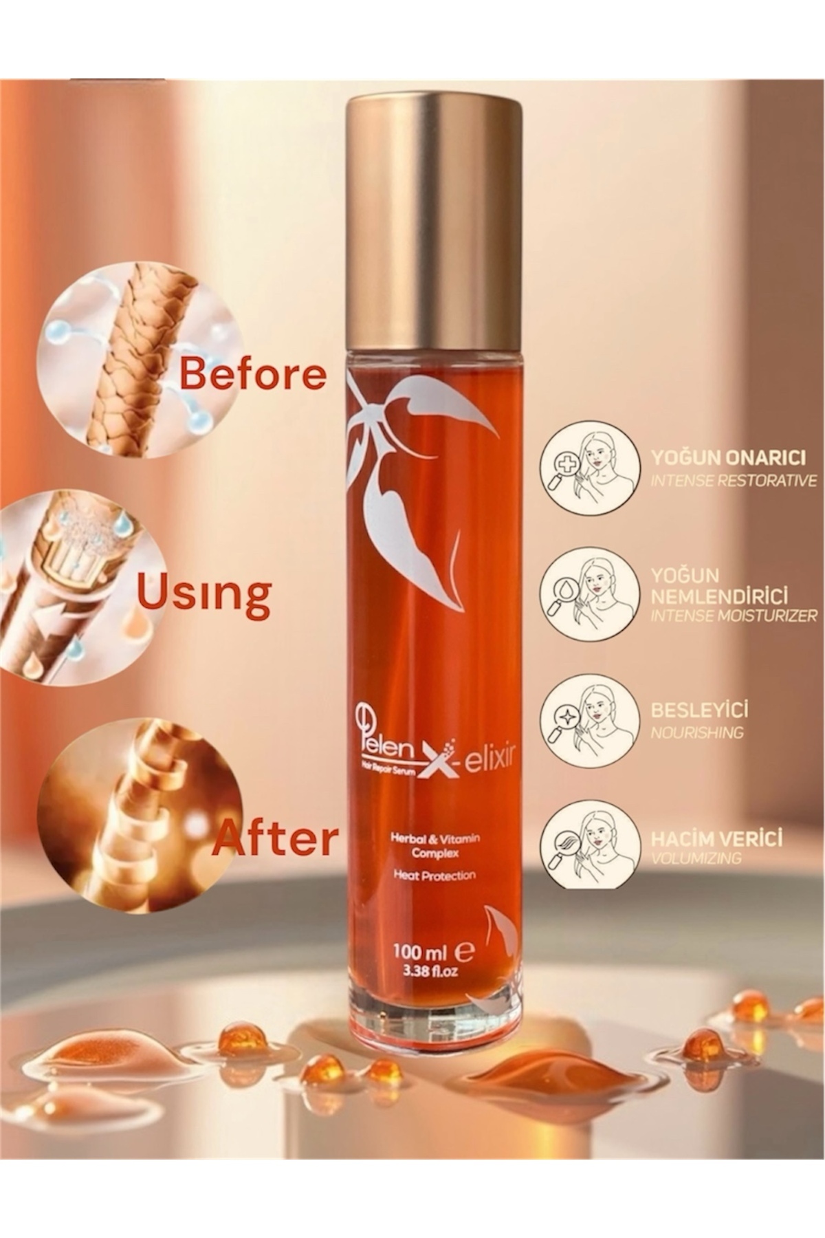 PELEN X-elixir Hair Repair Serum - Onaran ve Parlaklık Veren Saç