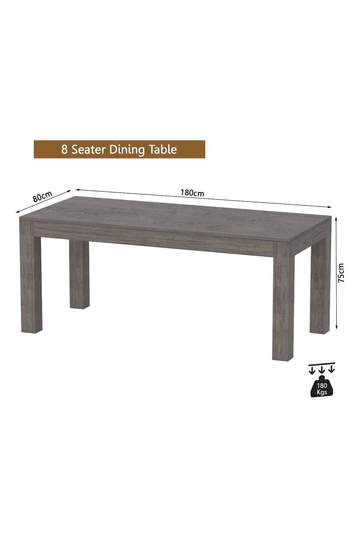 Mahmayi-8-Seater Wooden Dining Table for Kitchen, 180cm, Grey Brown Whiteriver Oak Finish 5