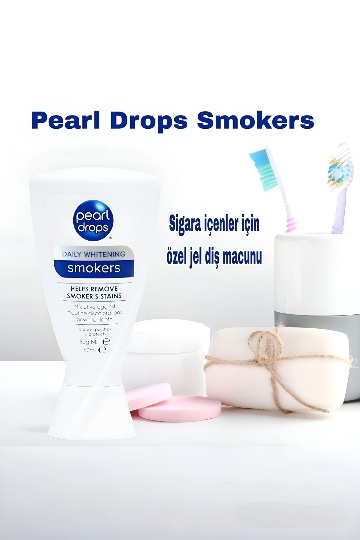 Pearl Drops Smokers-2 Pieces. خمیر دندان ژل نعناع اکسترا پاک کننده لکه برای افراد سیگاری 50 میلی لیتر