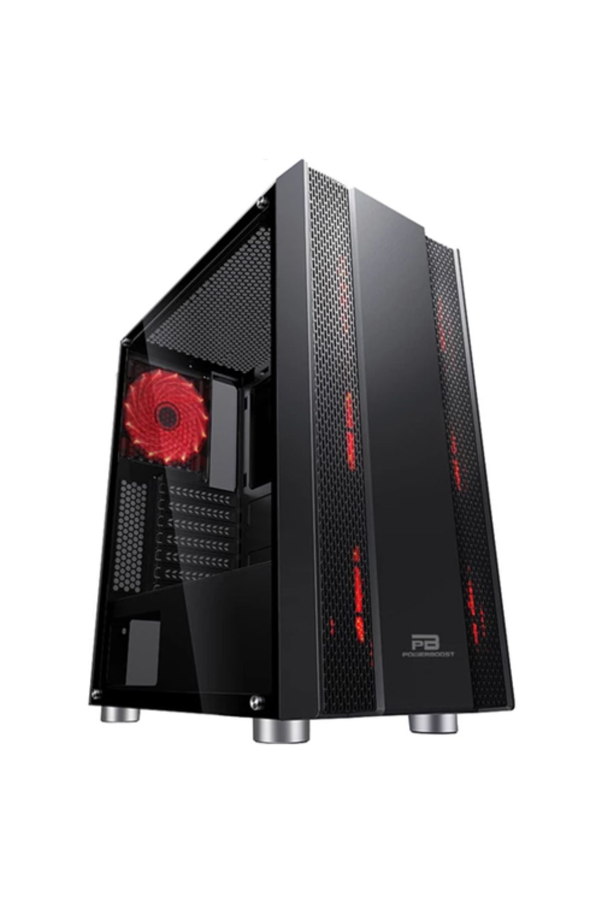 Power Boost VK-G3403S 650W 80+ Mesh Panel Siyah USB3.0 Kırmızı LED fan Mid Tower Gaming Kasa