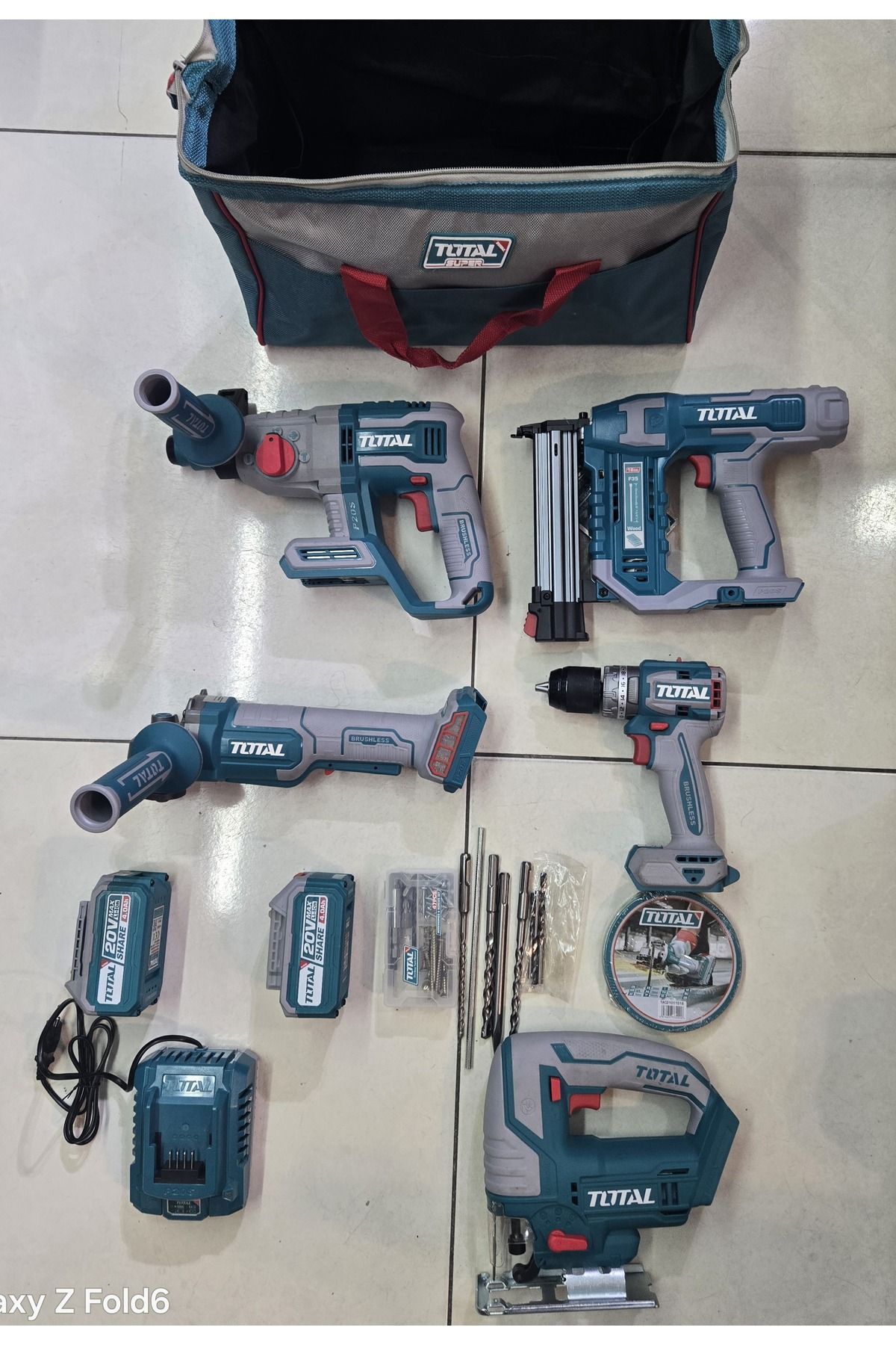 TOTAL 5 Lİ AVANTAJLI AKÜLÜ SET  DEKOBAJ HILTI VİDALAMA SIPİRAL CİVİ TABANCASI