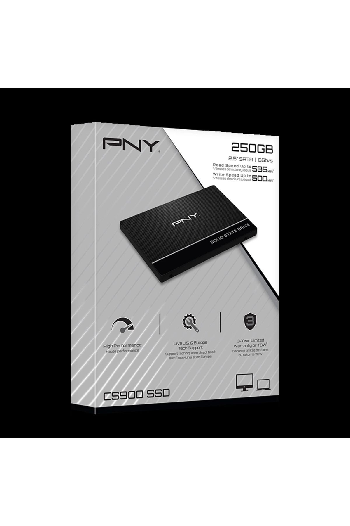 PNY 250Gb Cs900 535-500Mb-S 2,5" Sata3 Ssd (Ssd7Cs900-250-Rb) Ssd Harddisk