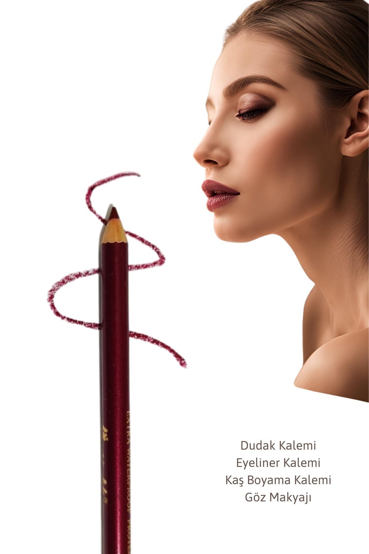 Melien 1 Ad Mürdüm Suya Dayanıklı Dudak Kalemi Eyeliner Kalemi Kaş Boyama Göz Altı Makyaj Kalemi Seti