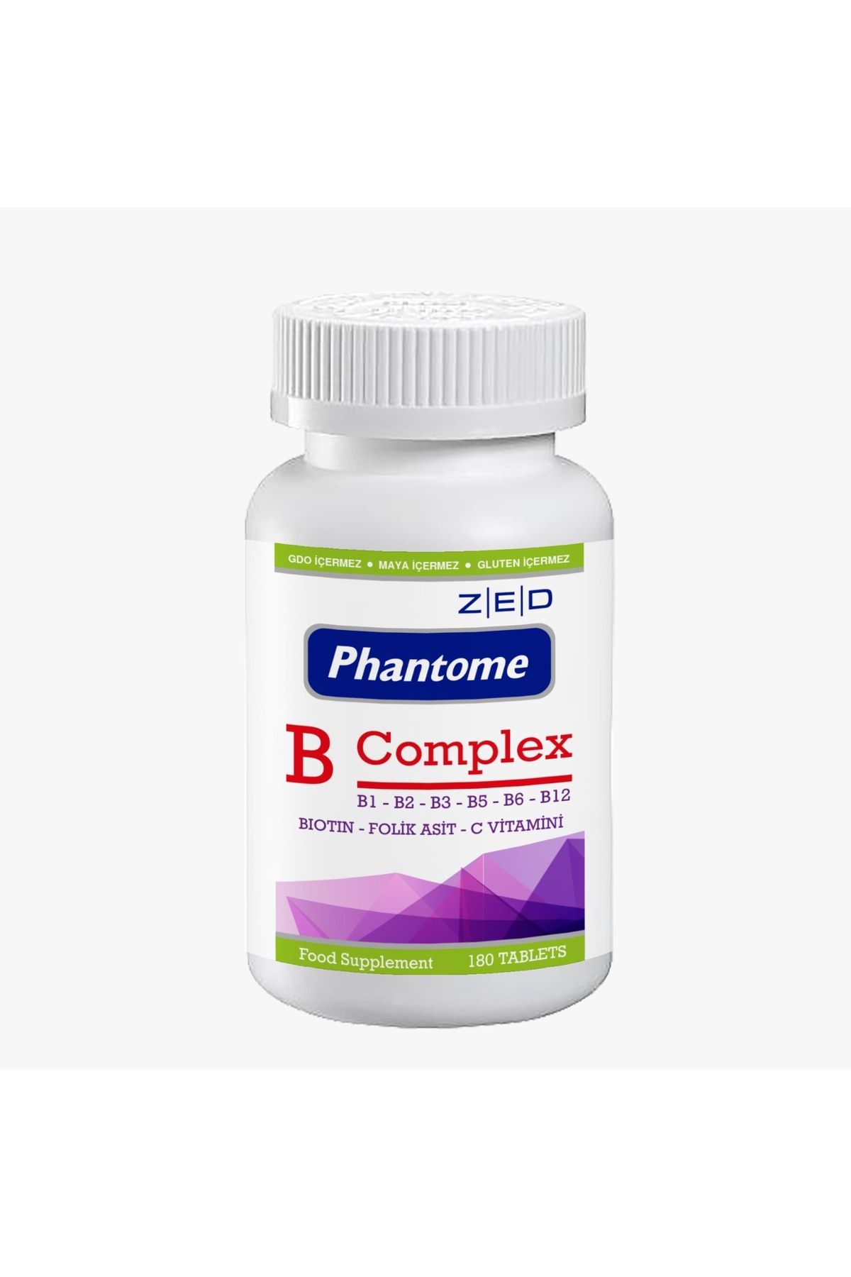 Phantome B Complex 120 Tb B1 , B2 , B3 , B5 , B6 B12 Biotin Folik Asit C Vitamin