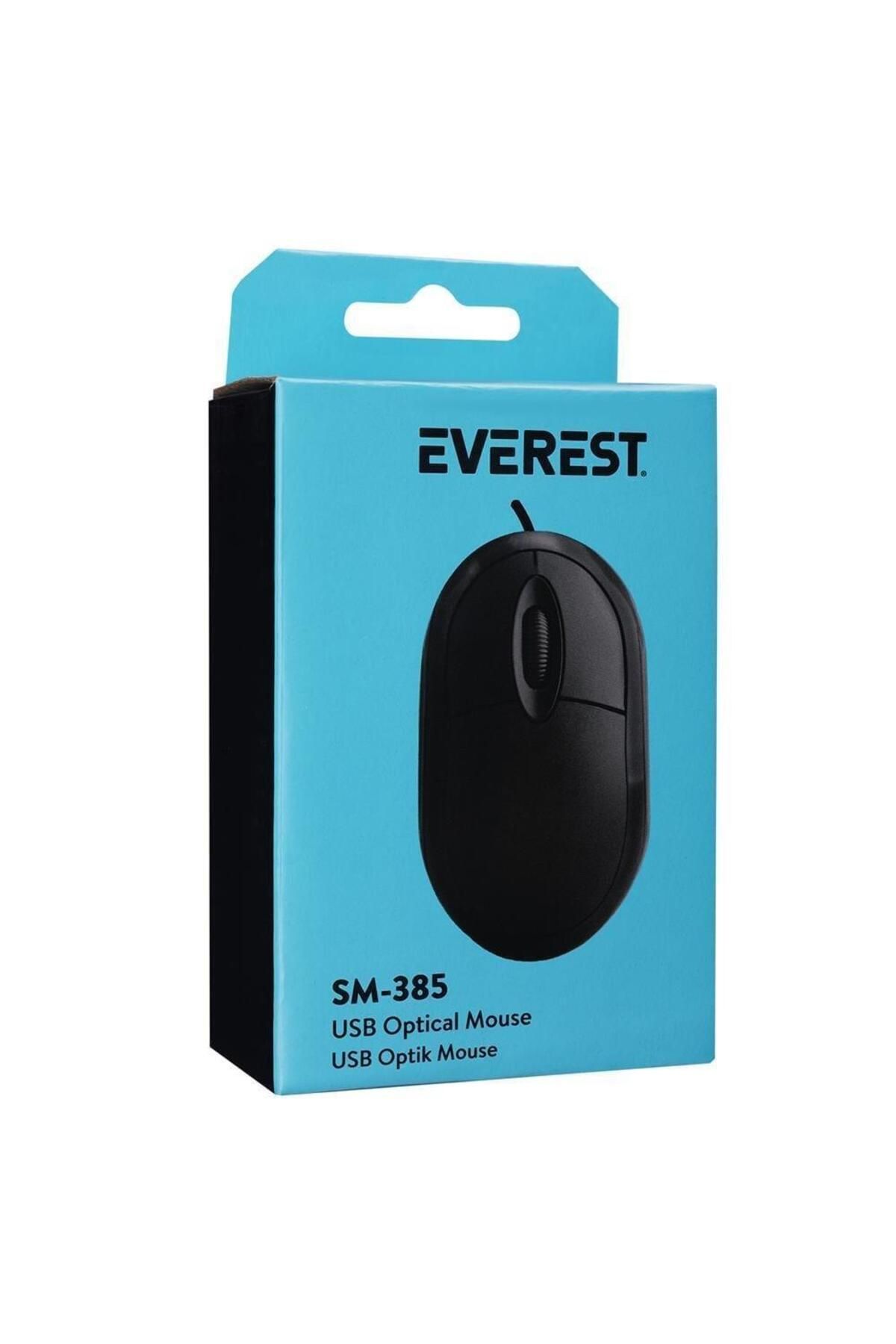 Everest Sm-385 K 1.9 Metre Bakır Kablolu Usb Siyah 1200Dpi Optik Kablolu Mouse