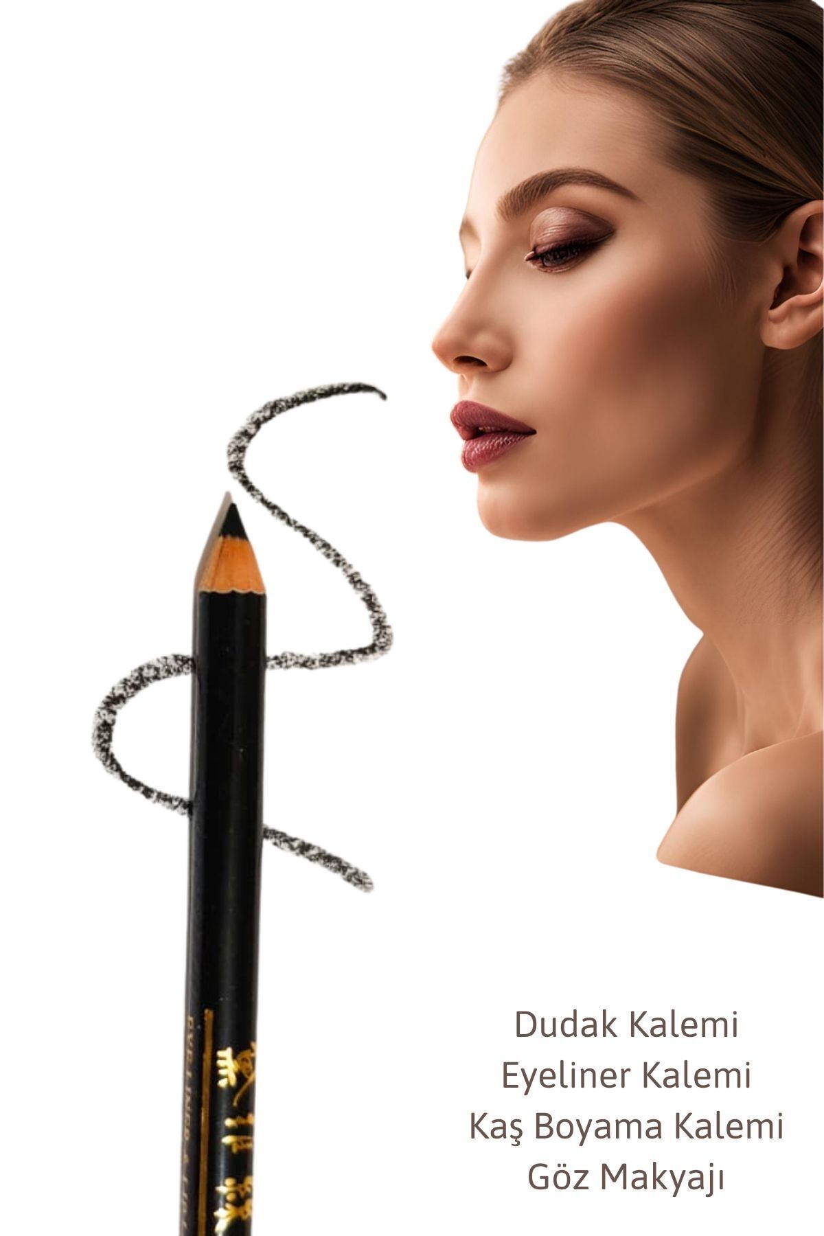 Melien 1 Ad Siyah Suya Dayanıklı Dudak Kalemi Eyeliner Kalemi Kaş Boyama Göz Altı Makyaj Kalemi Seti