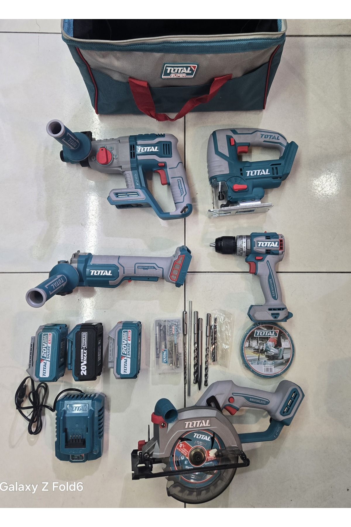 TOTAL 5 Lİ AVANTAJLI AKÜLÜ SET  DEKOBAJ HILTI VİDALAMA SIPİRAL SUNTA KESME