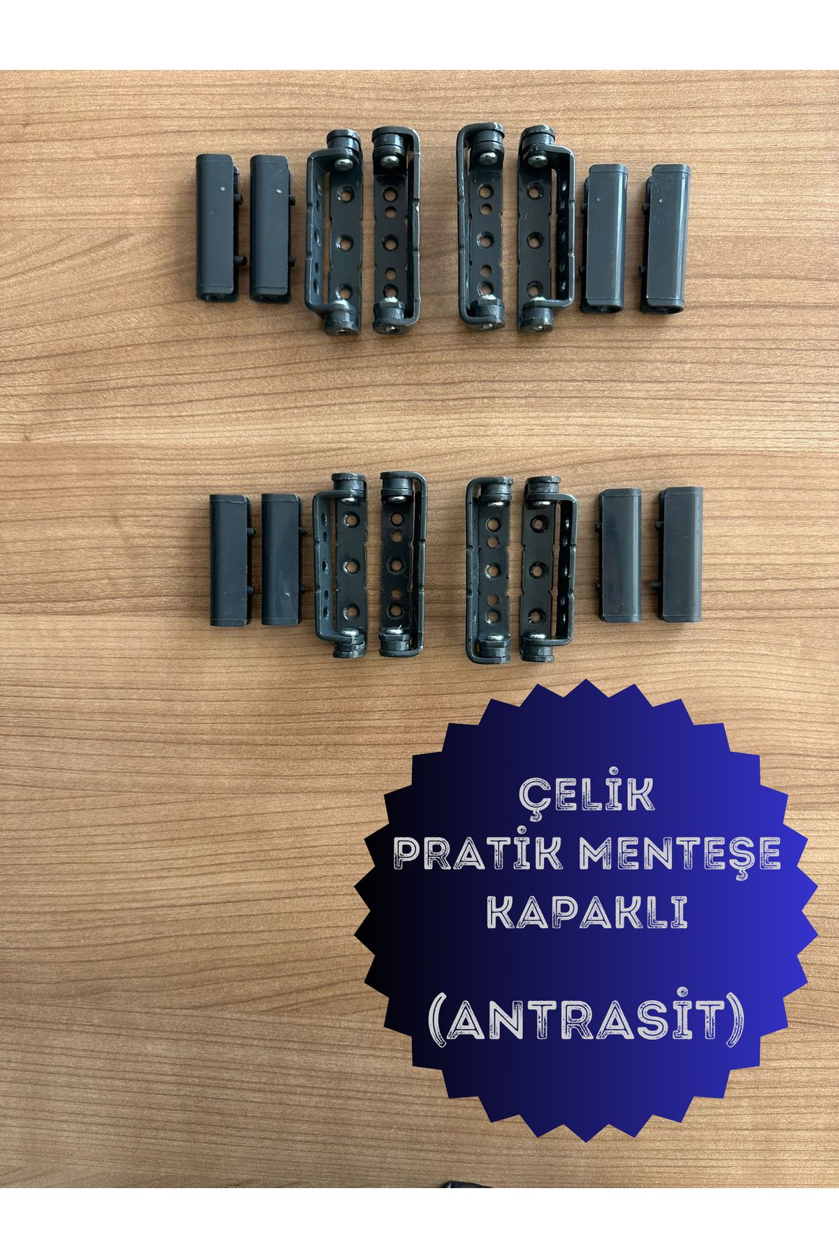 ÖZFIRAT PVC YAPI Pvc Pimapen Kapı Pencere Pratik Çelik Menteşe 80mm Antrasit (8 ADET) Vidalar Dahil