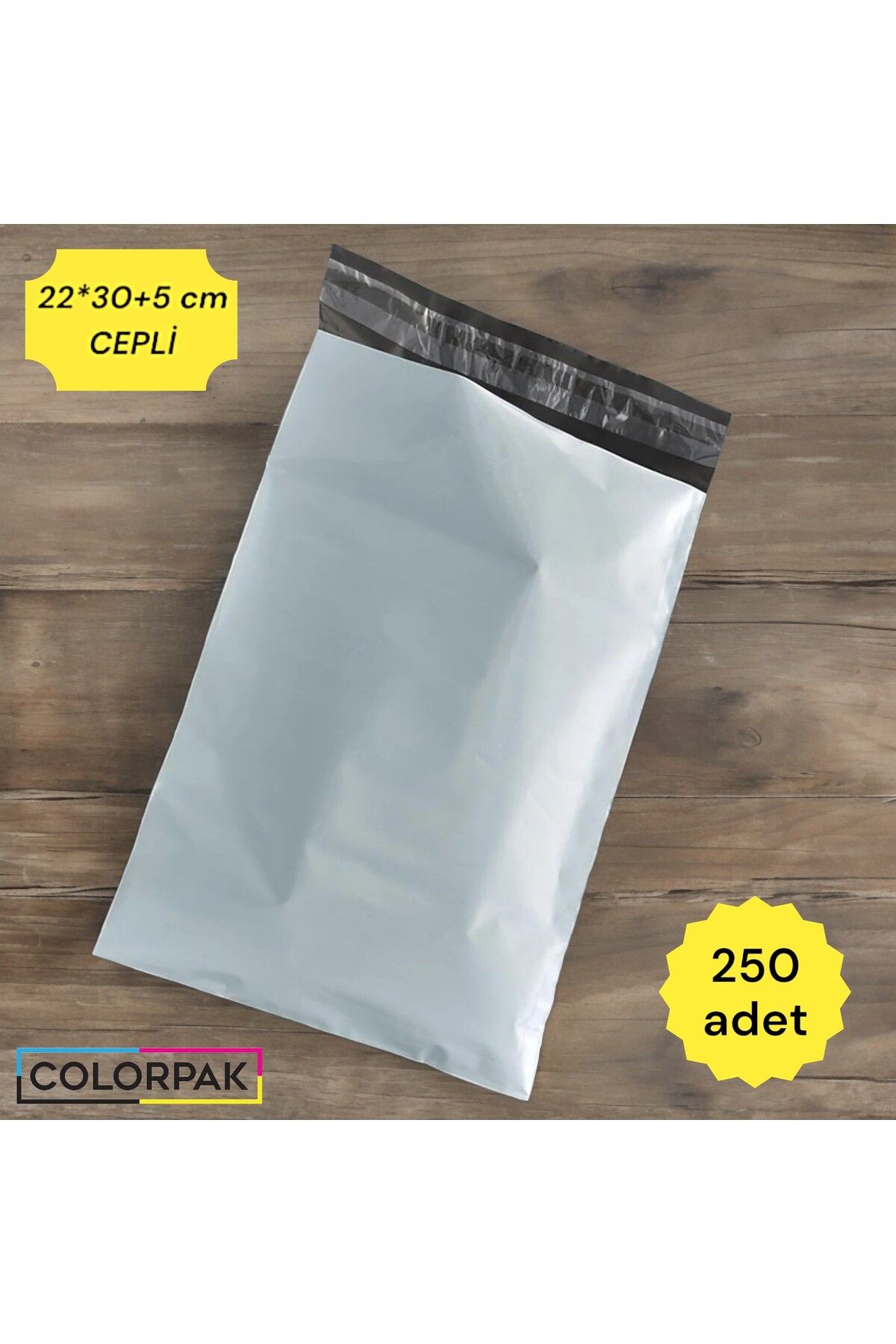 COLORPAK Kargo Poşeti (22x30+5 cm) cepli (250 Adet)