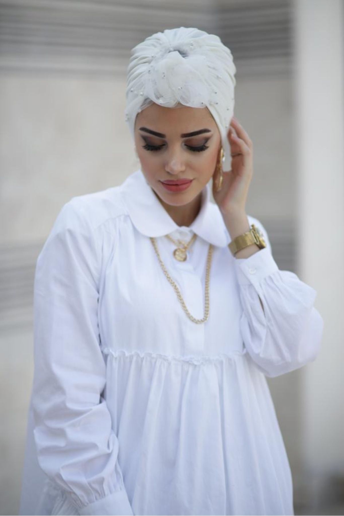 Differenza-Ecru Pearl Tulle Bonnet 4