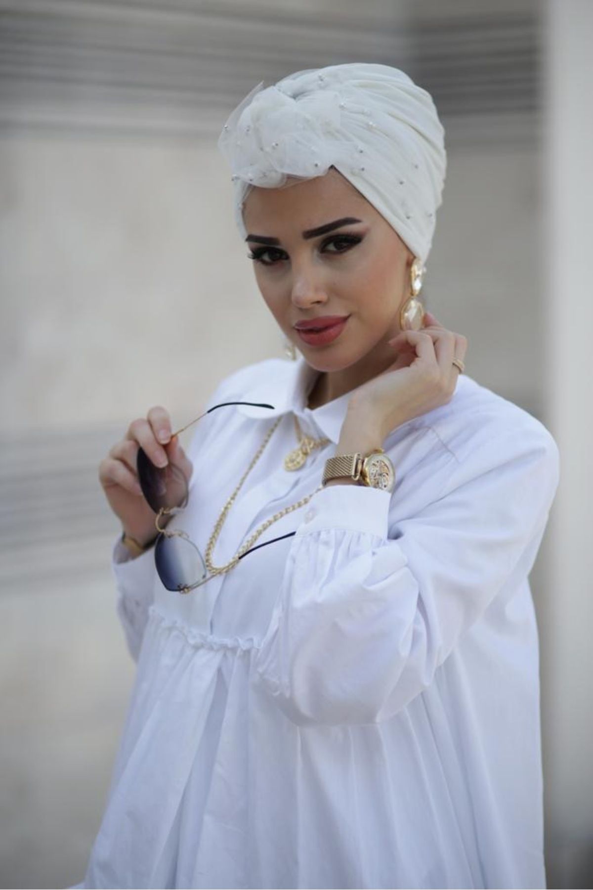 Differenza-Ecru Pearl Tulle Bonnet 6