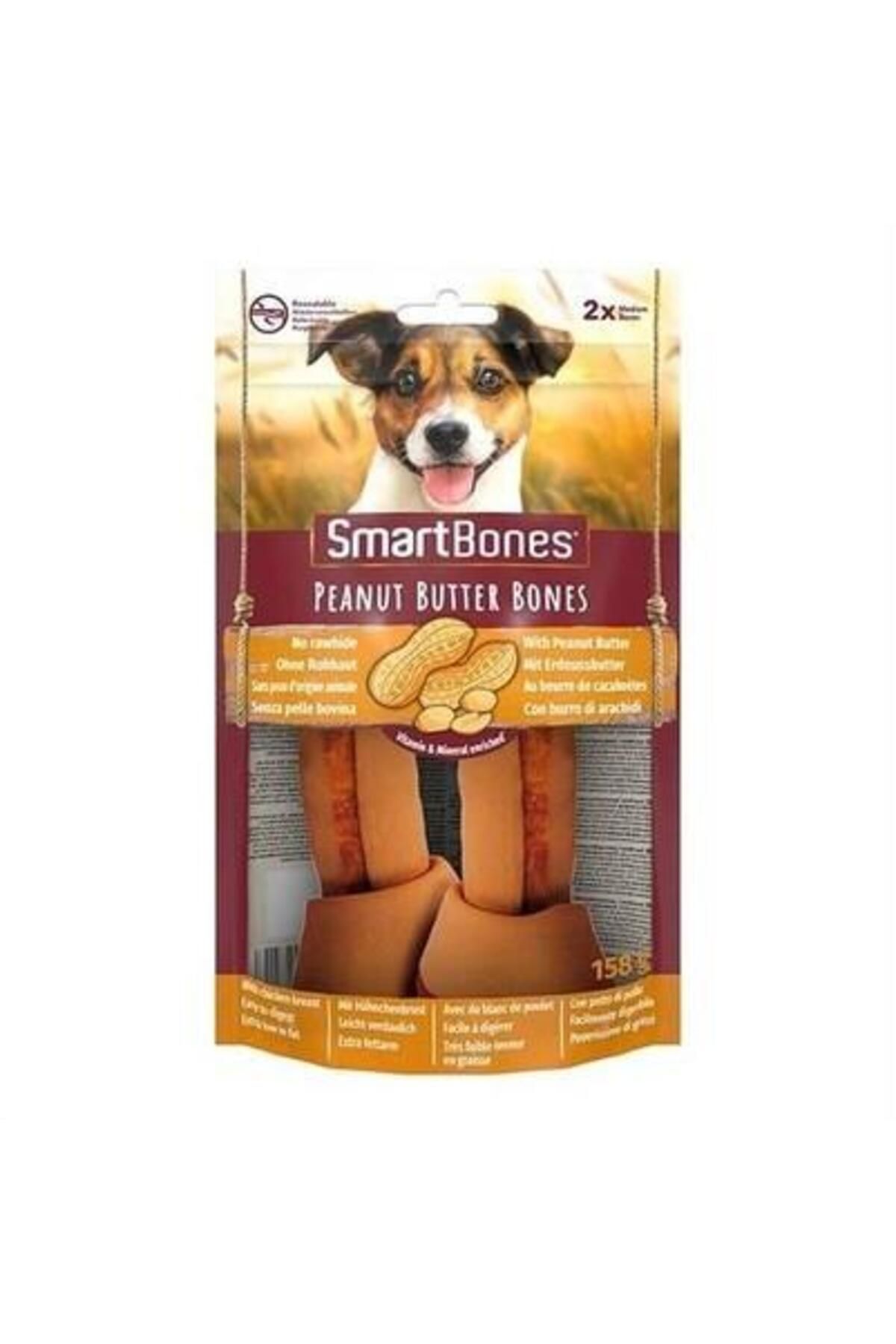 SmartBones Tavuklu Fıstık Ezmeli Medium Düğüm Kemik Köpek Ödülü 2'li 158 G