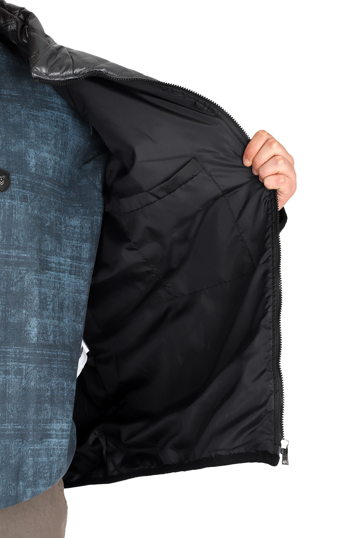 ModeXL Mode XL Büyük Beden Erkek Dik Yaka Kapitone Mont U24615 Antrasit görsel 5