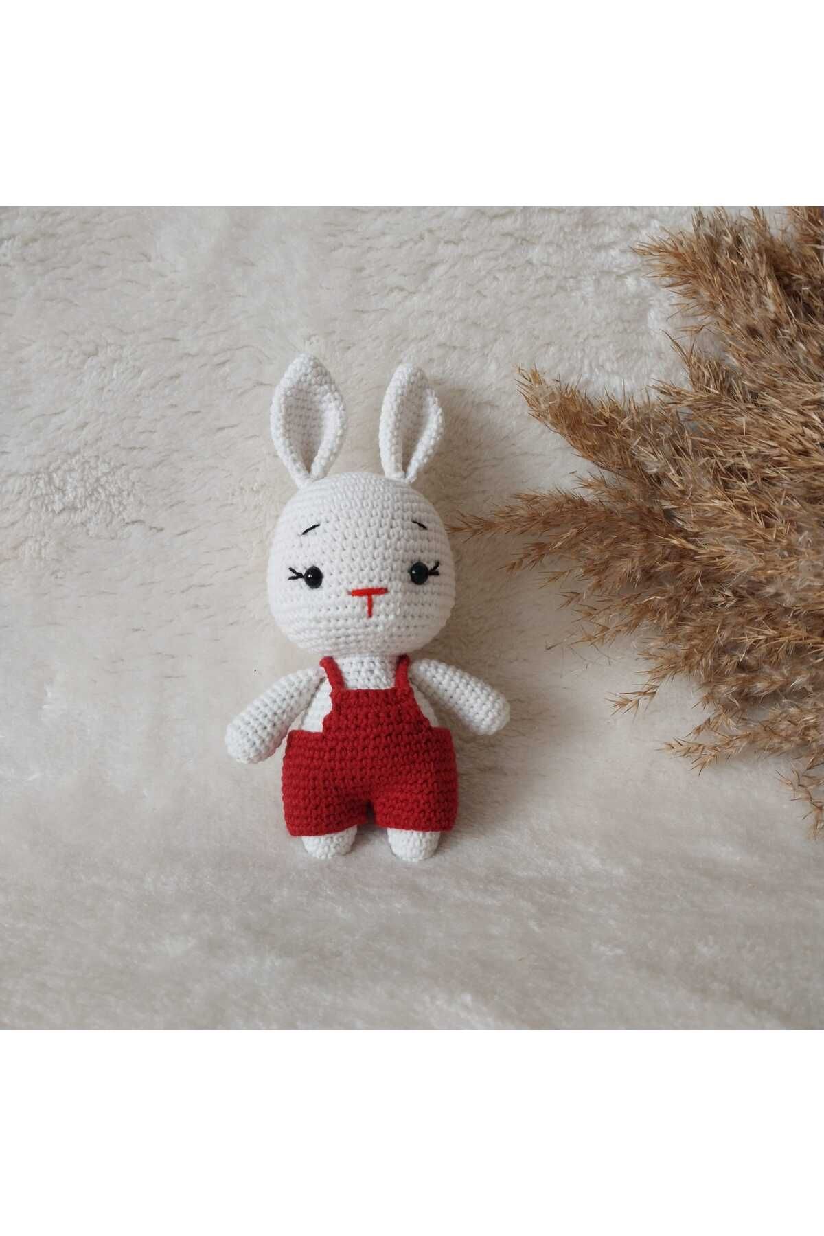 USTAHOBİEVİ Amigurumi minik tulumlu tavşan uyku ile oyun arkadaşı