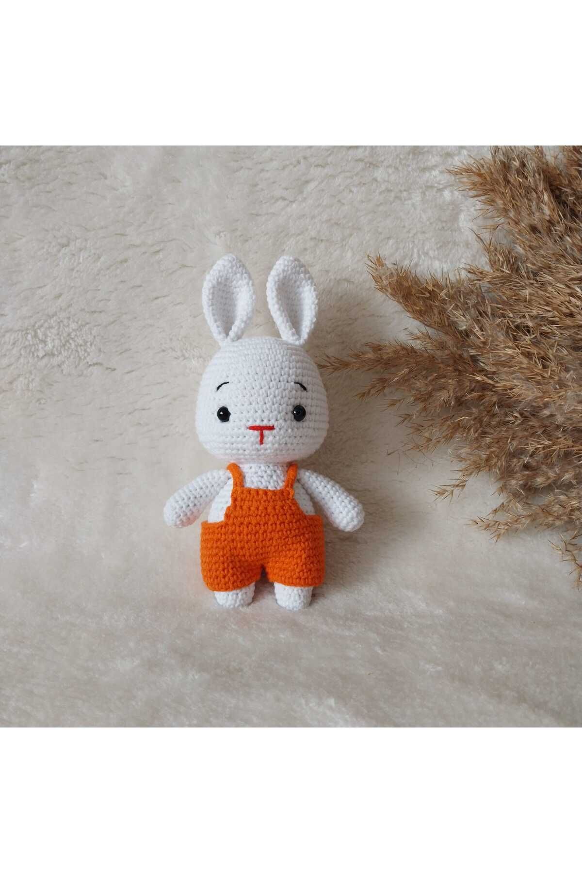 USTAHOBİEVİ Amigurumi minik tulumlu tavşan uyku ile oyun arkadaşı