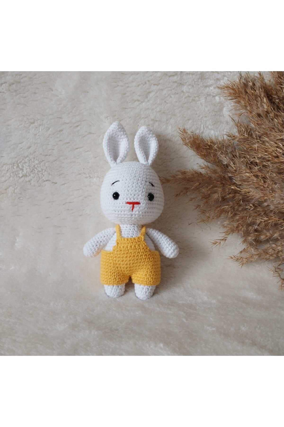 USTAHOBİEVİ Amigurumi minik tulumlu tavşan uyku ile oyun arkadaşı