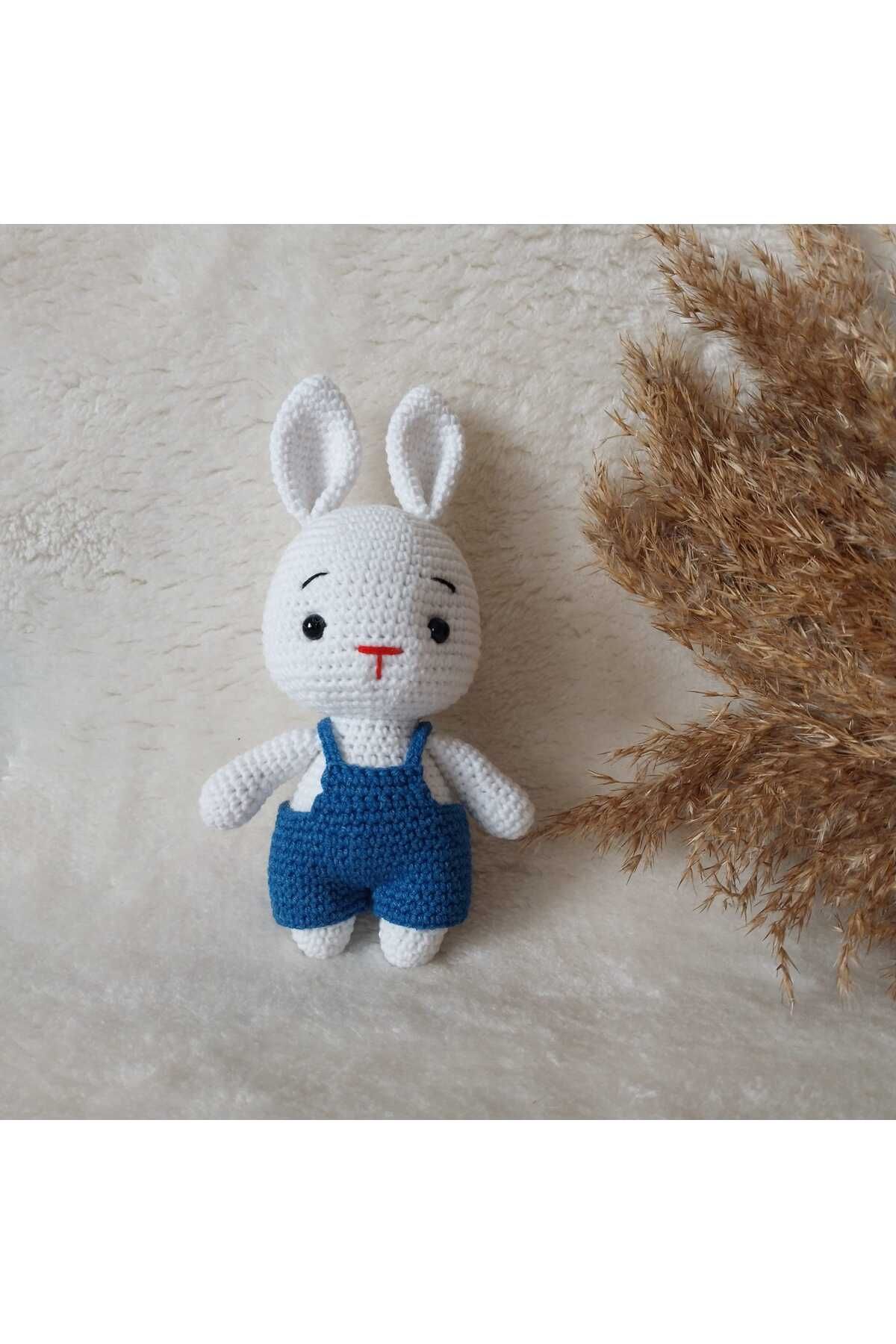 USTAHOBİEVİ Amigurumi minik tulumlu tavşan uyku ile oyun arkadaşı