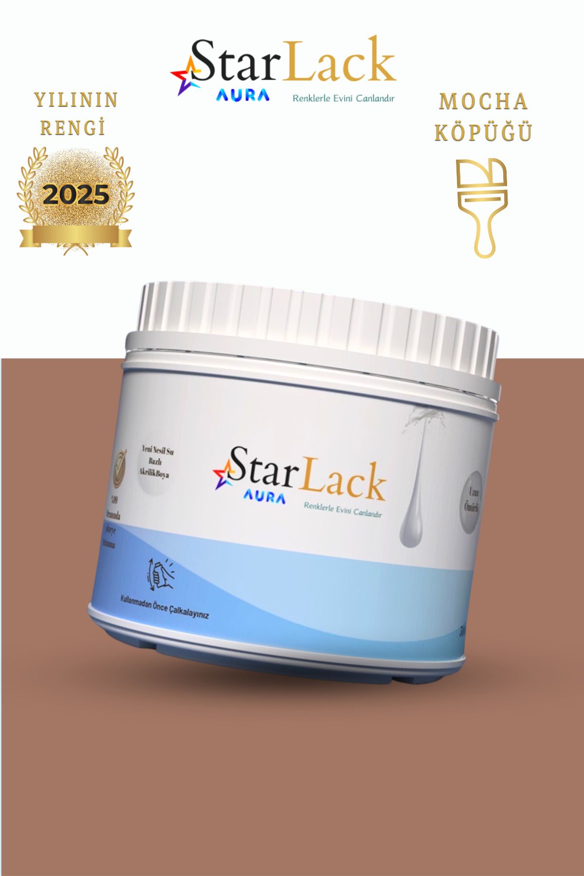 starlack Aura 500ml Akrilik Su Bazlı Hobi Dönüşüm Boyası ( Tezgah-fayans-dolap-cam-plastik-ahşap-kapı )