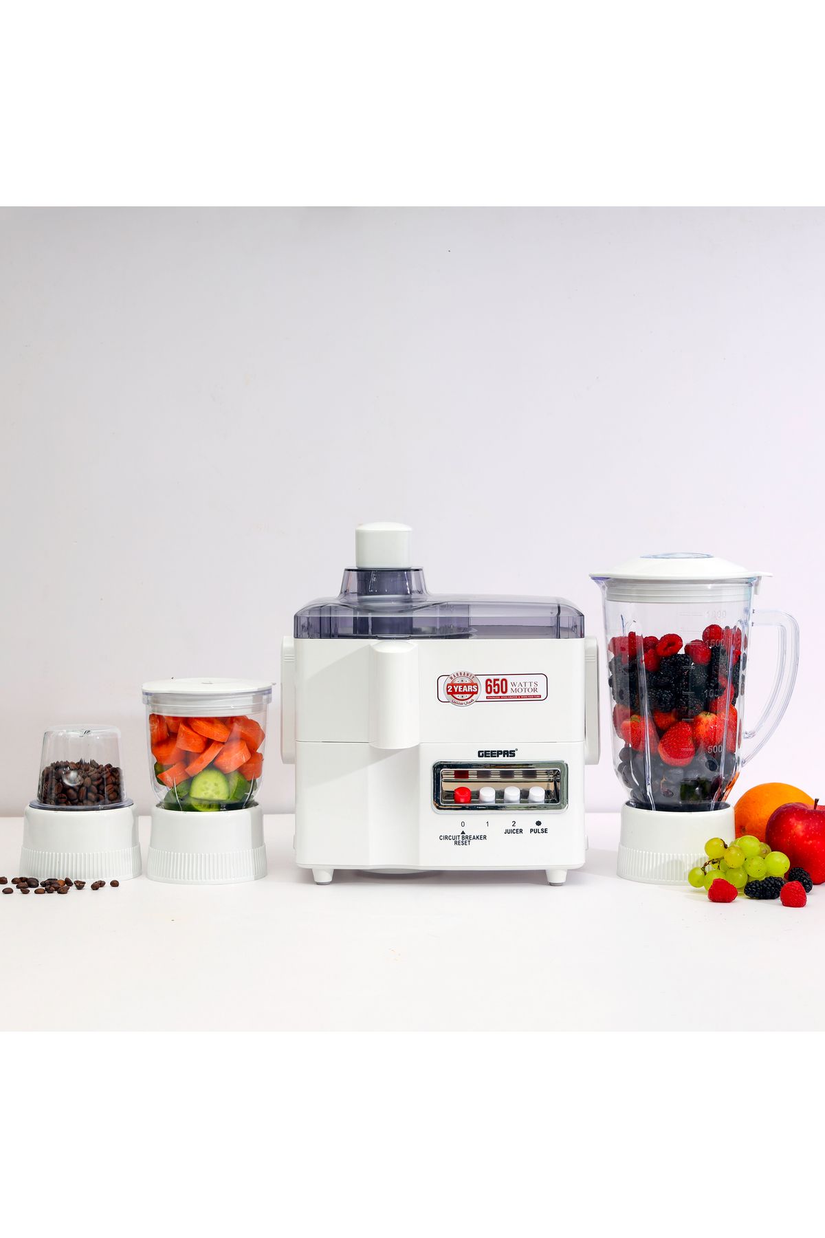 Geepas-650W 4-in-1 Food Processor-  2 Speed Control with Pulse| 2 Years Warranty| White 6