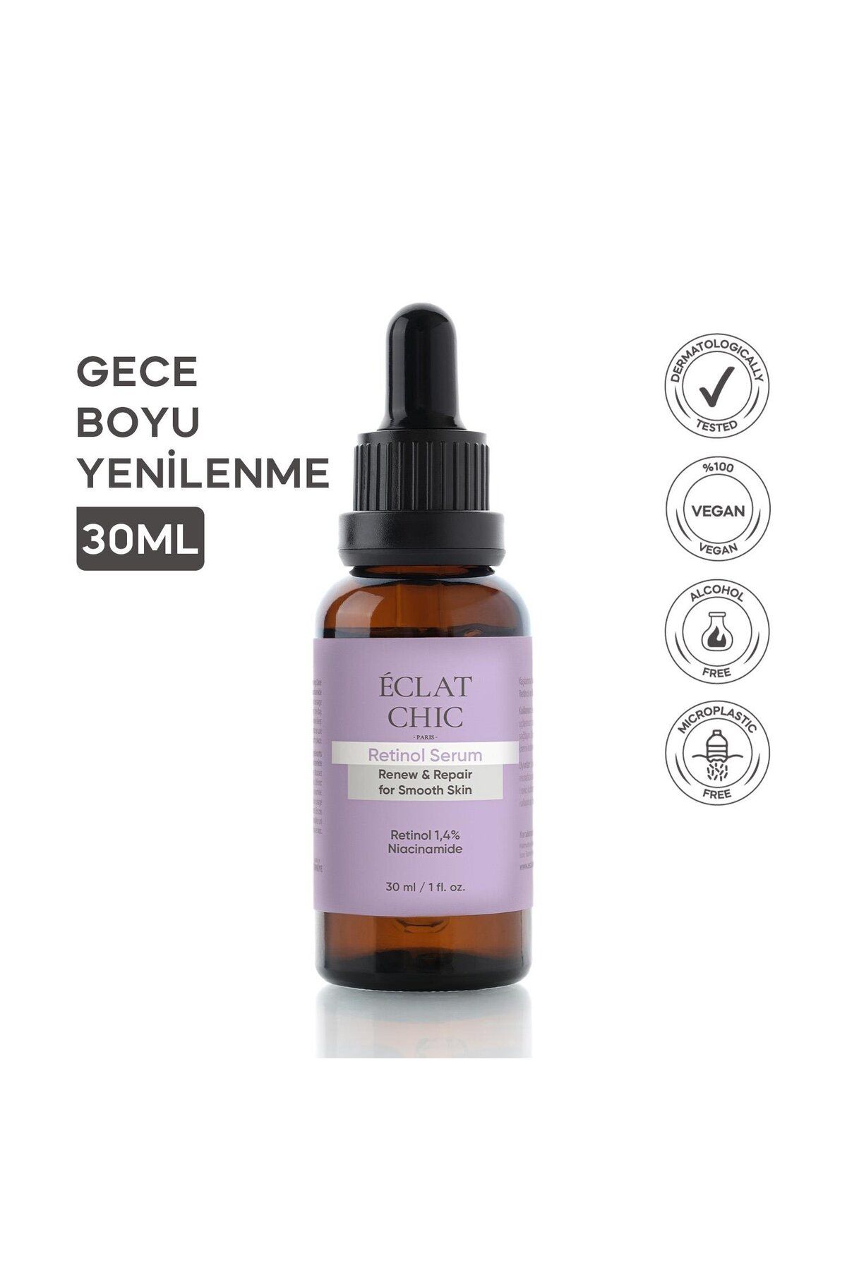 Eclat Chic Retinol Onarıcı Gece Serumu 30ML (Retinol%1,4+Niacinamide)