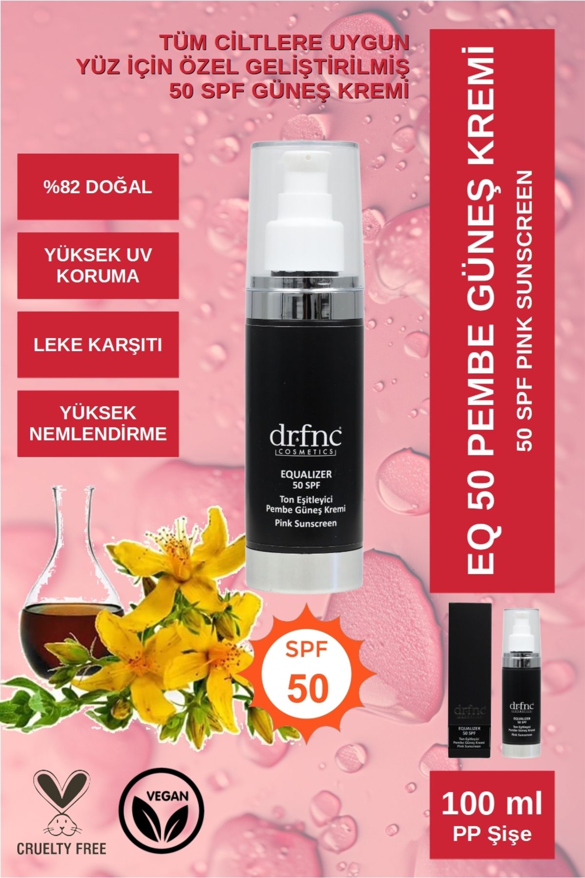 dr.fnc EQ 50 Ton Eşitleyici Pembe Güneş Kremi - 100 ML