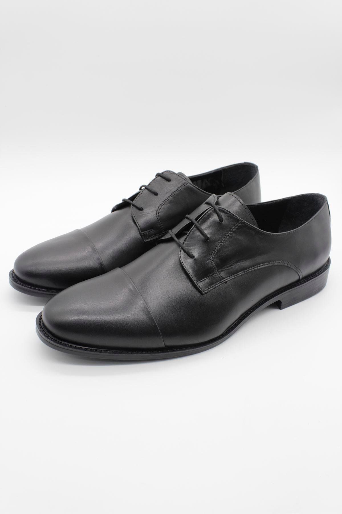 İmza-Black 100% Leather Analin Laced Classic Shoes 1033245175 _001 4