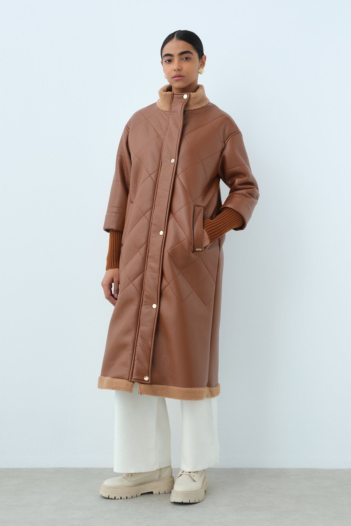 Nihan-Tan Leather Coat - Sleeve Detail 2