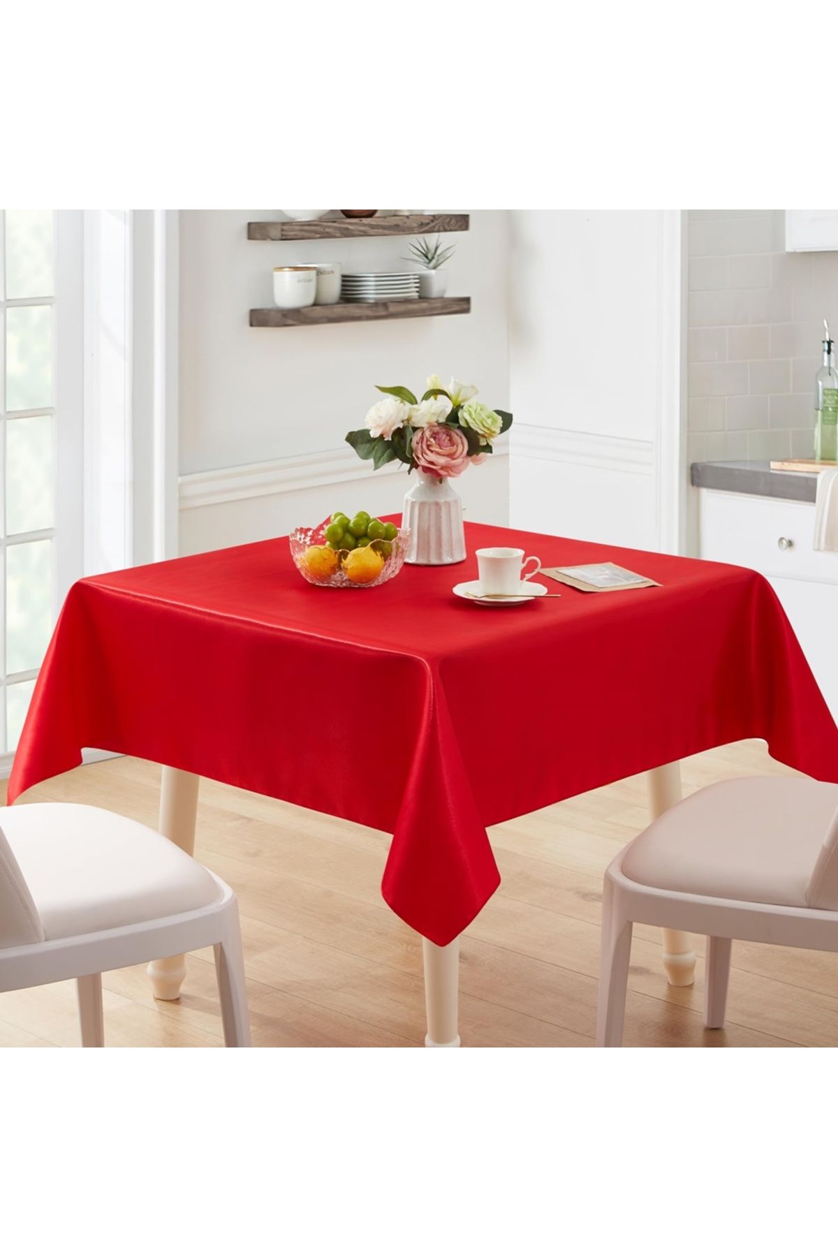 EVYA-100% Satin Tablecloth 160X200 cm Bright Design Special Day Presentation Dining Table Cloth Stain Resistant 5