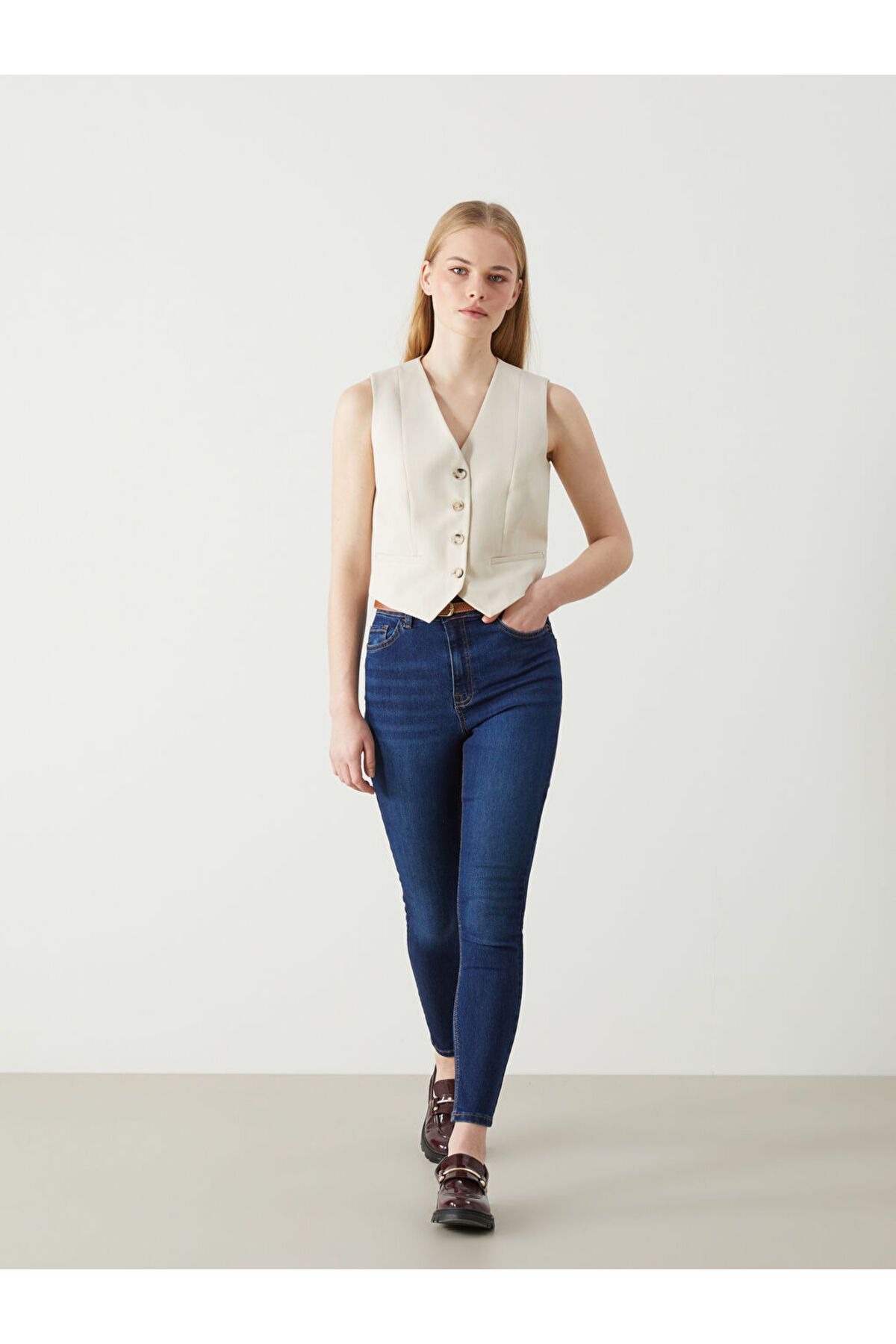 LC Waikiki Beli Kemerli Jüpiter Süper Skinny Fit Kadın Jean Pantolon