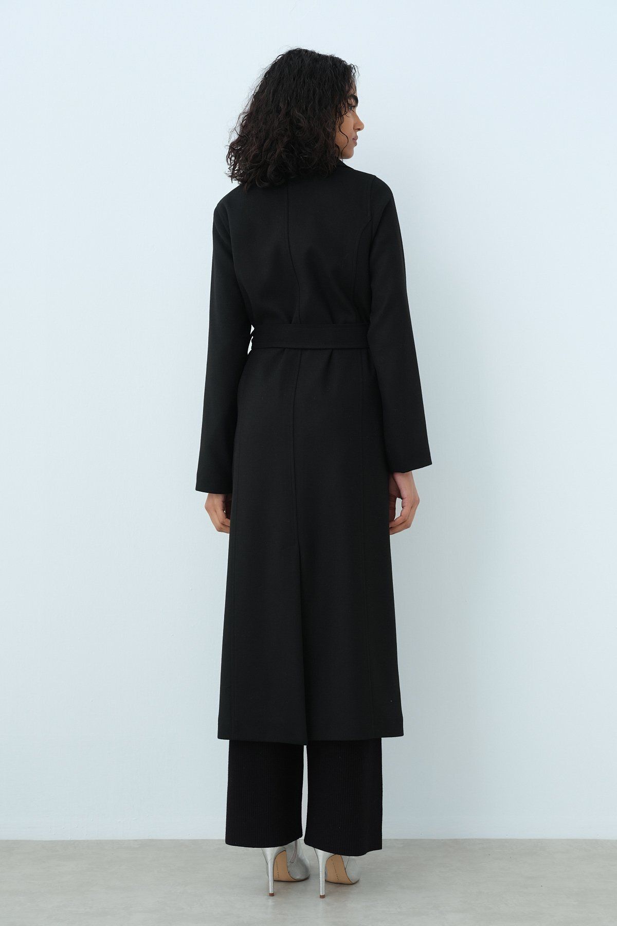 Nihan-Asymmetric Sash Coat in Black 4