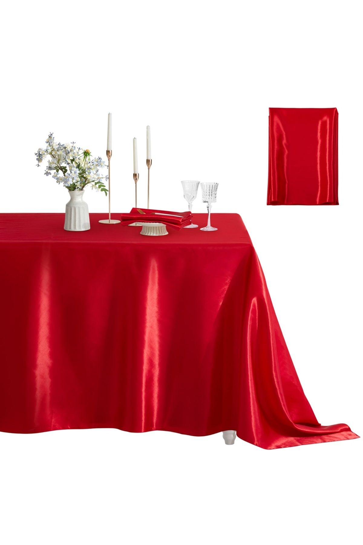 EVYA-100% Satin Tablecloth 160X200 cm Bright Design Special Day Presentation Dining Table Cloth Stain Resistant 2