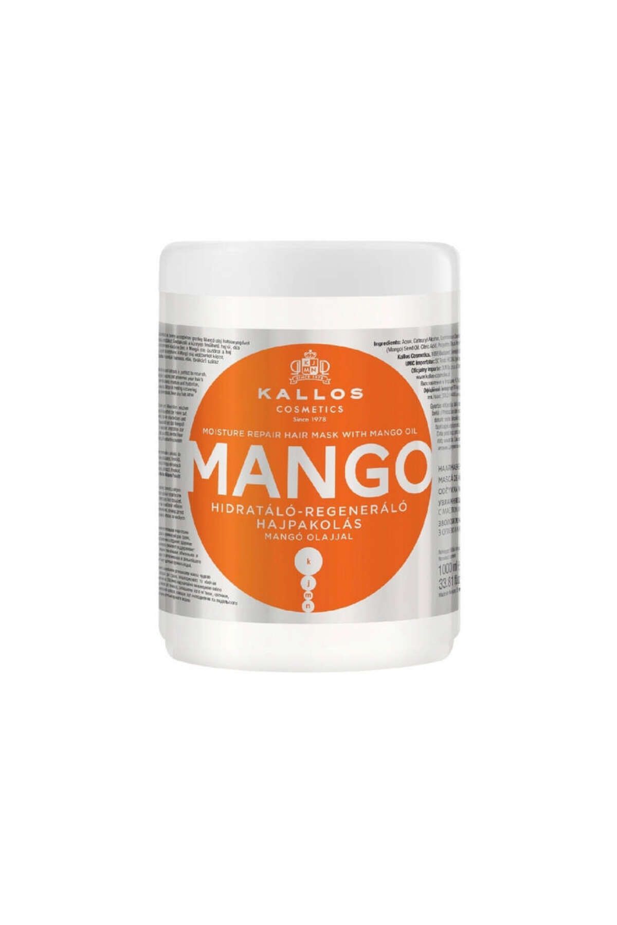 Kallos Cosmetics Kallos Kjmn Mango Yağı İçeren Onarıcı Saç Bakım Maskesi 1000 ML 581119