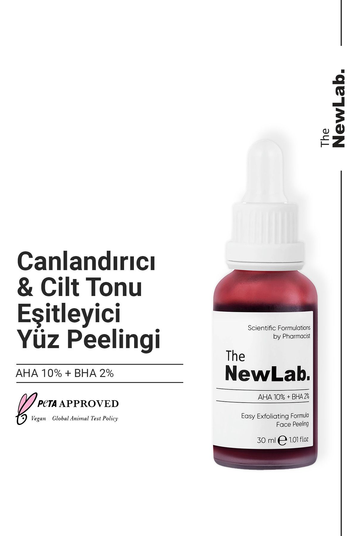 The NewLab Canlandırıcı & Cilt Tonu Eşitleyici Kırmızı Peeling Serum 30 ml (AHA 10% BHA 2%)